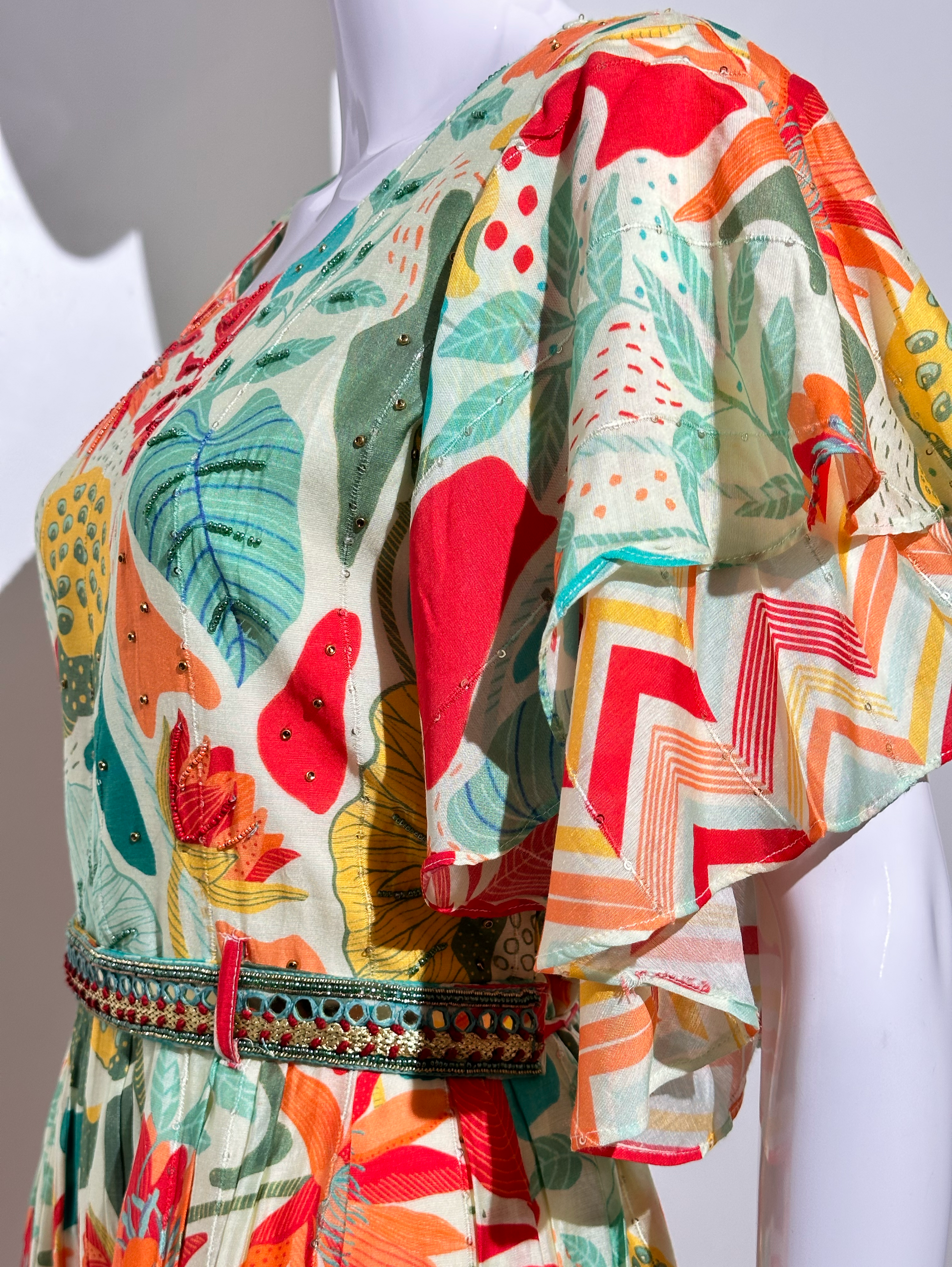 Multicolor Muslin Jumpsuit with Sequence work