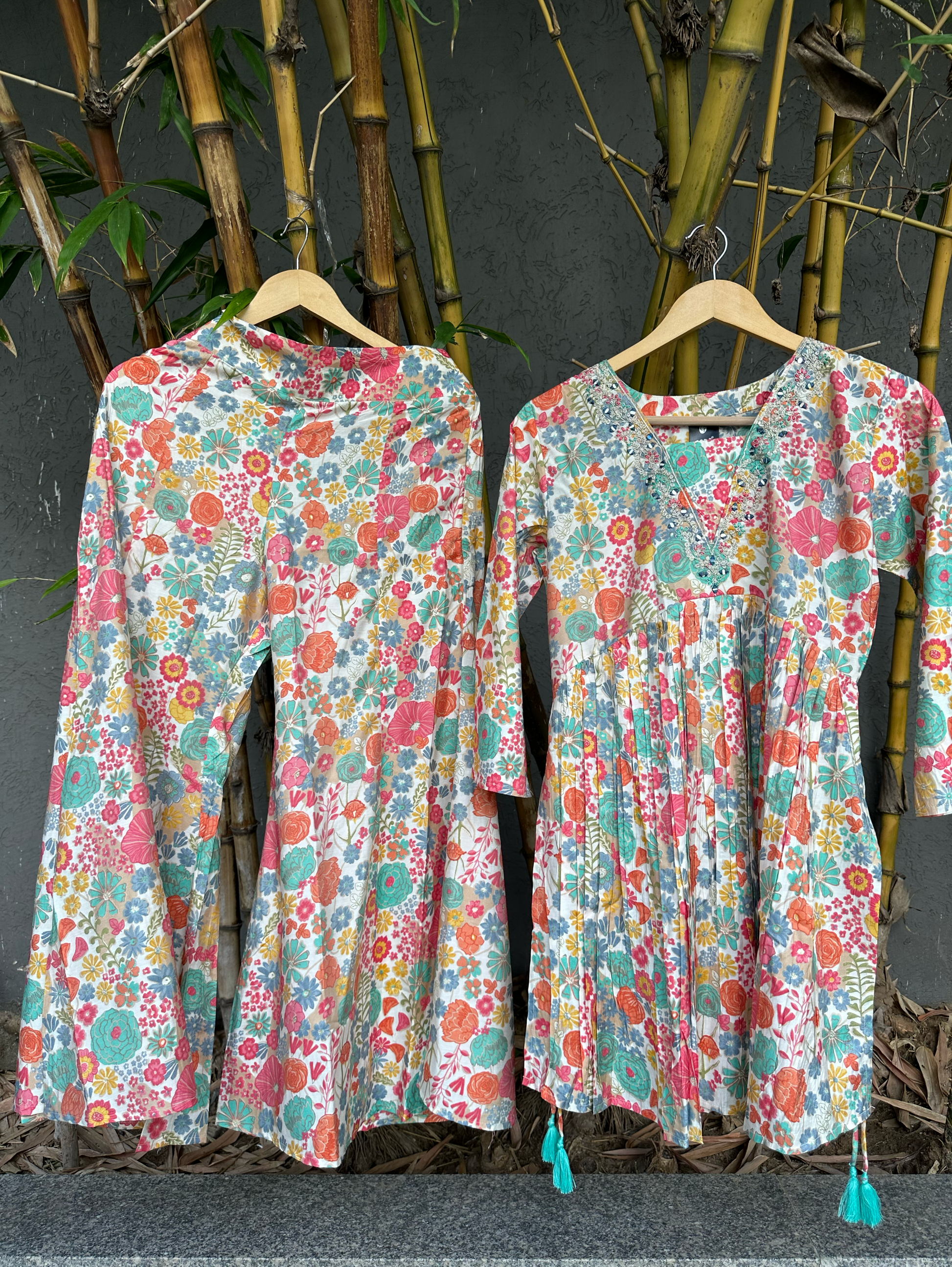 Muslin Flower Print V Neck Mirror coords