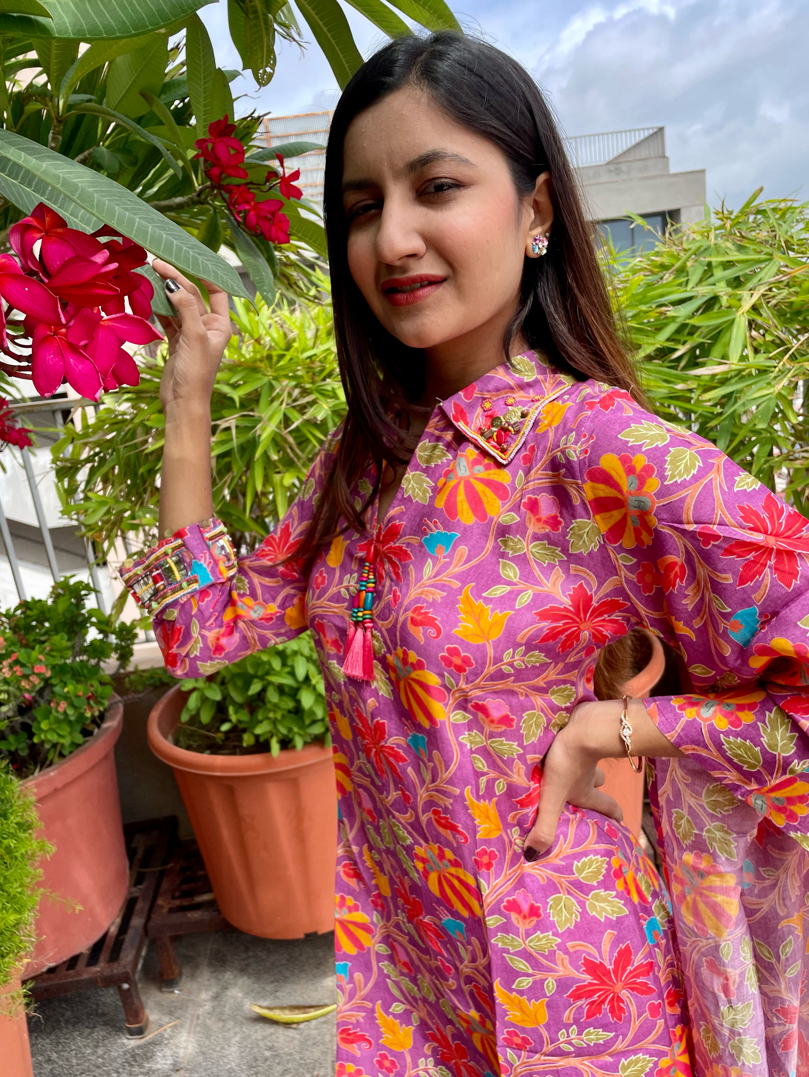 Image of Designer Muslin Coord Set with Work