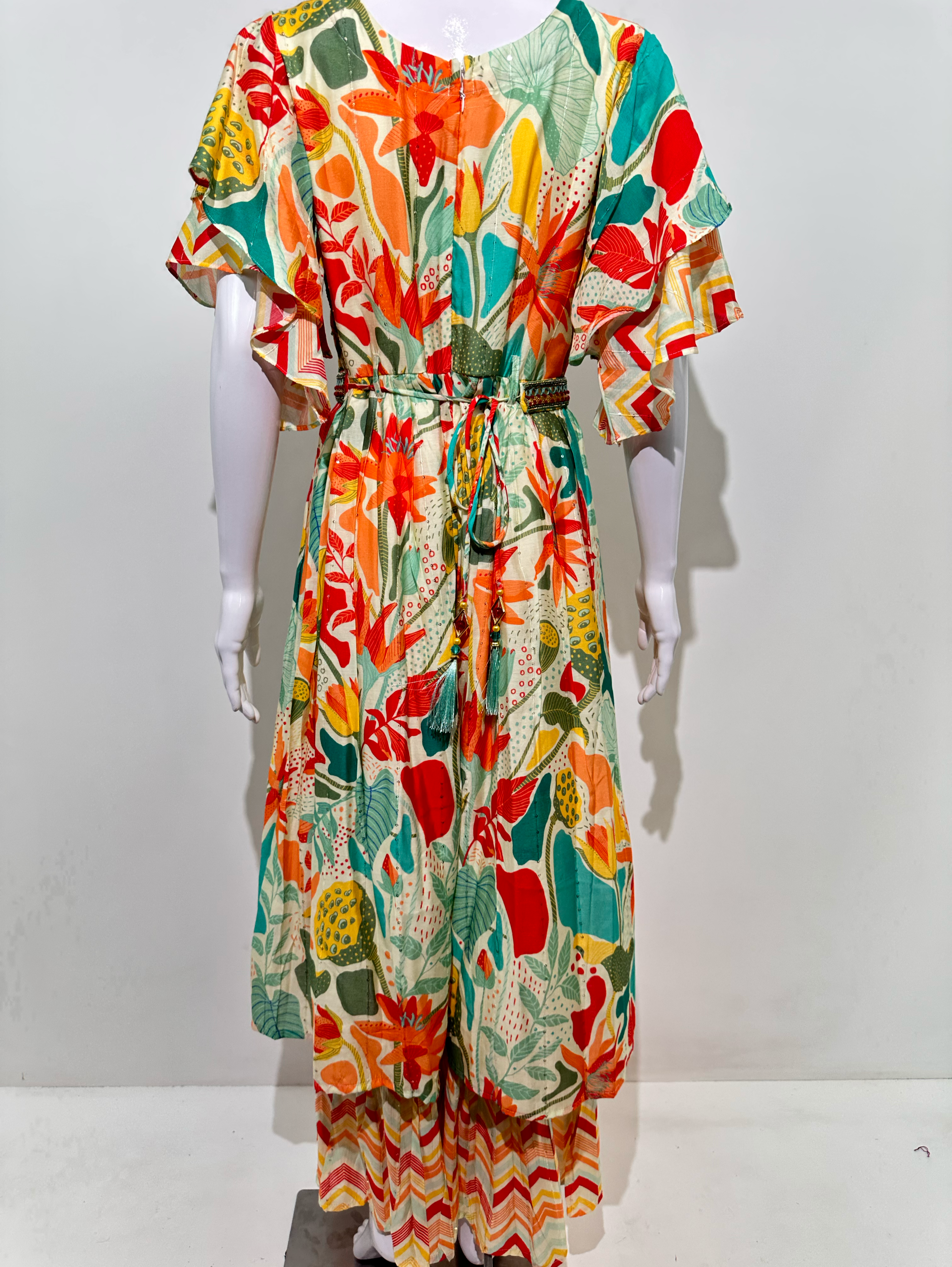 Multicolor Muslin Jumpsuit with Sequence work