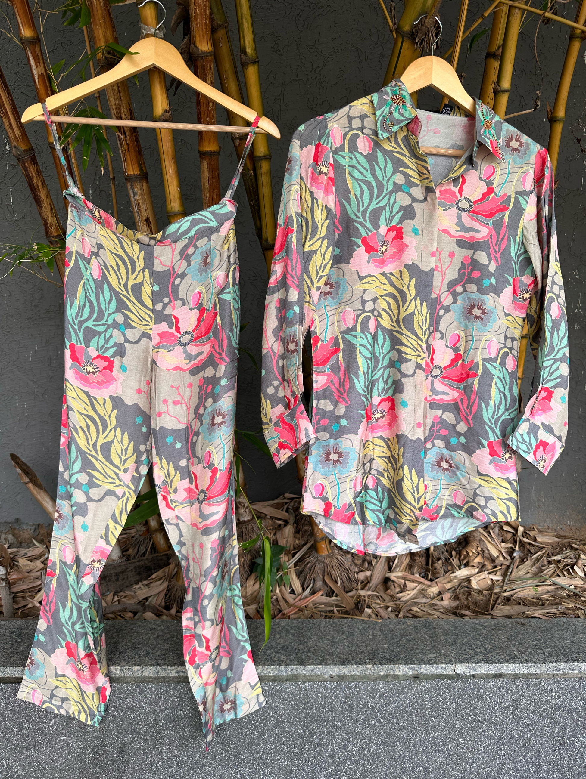 Muslin Flower Print Coord Set with Hand work