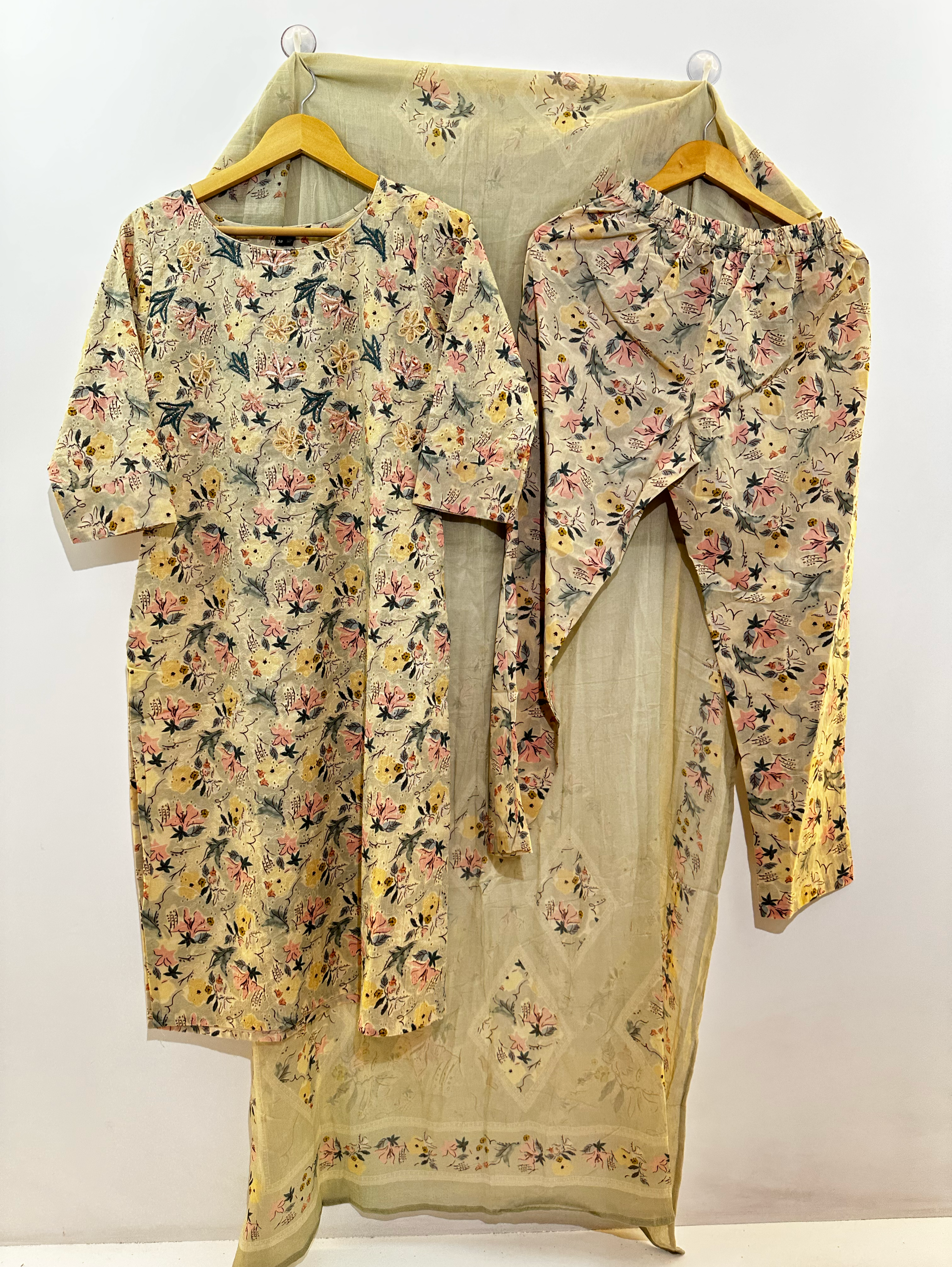 Image of Lucknowi work Cotton Kurti Set -3 Piece