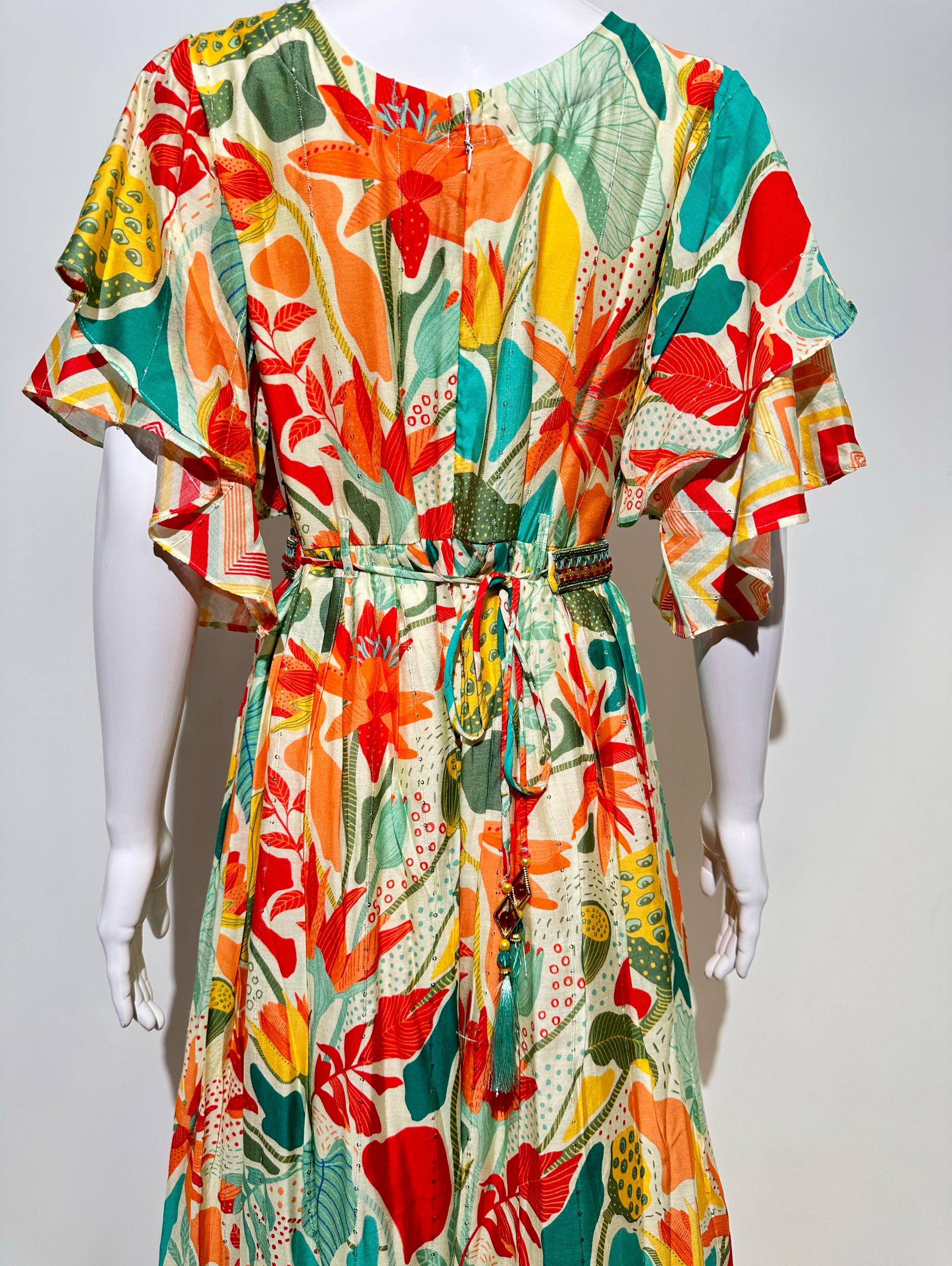 Multicolor Muslin Jumpsuit with Sequence work