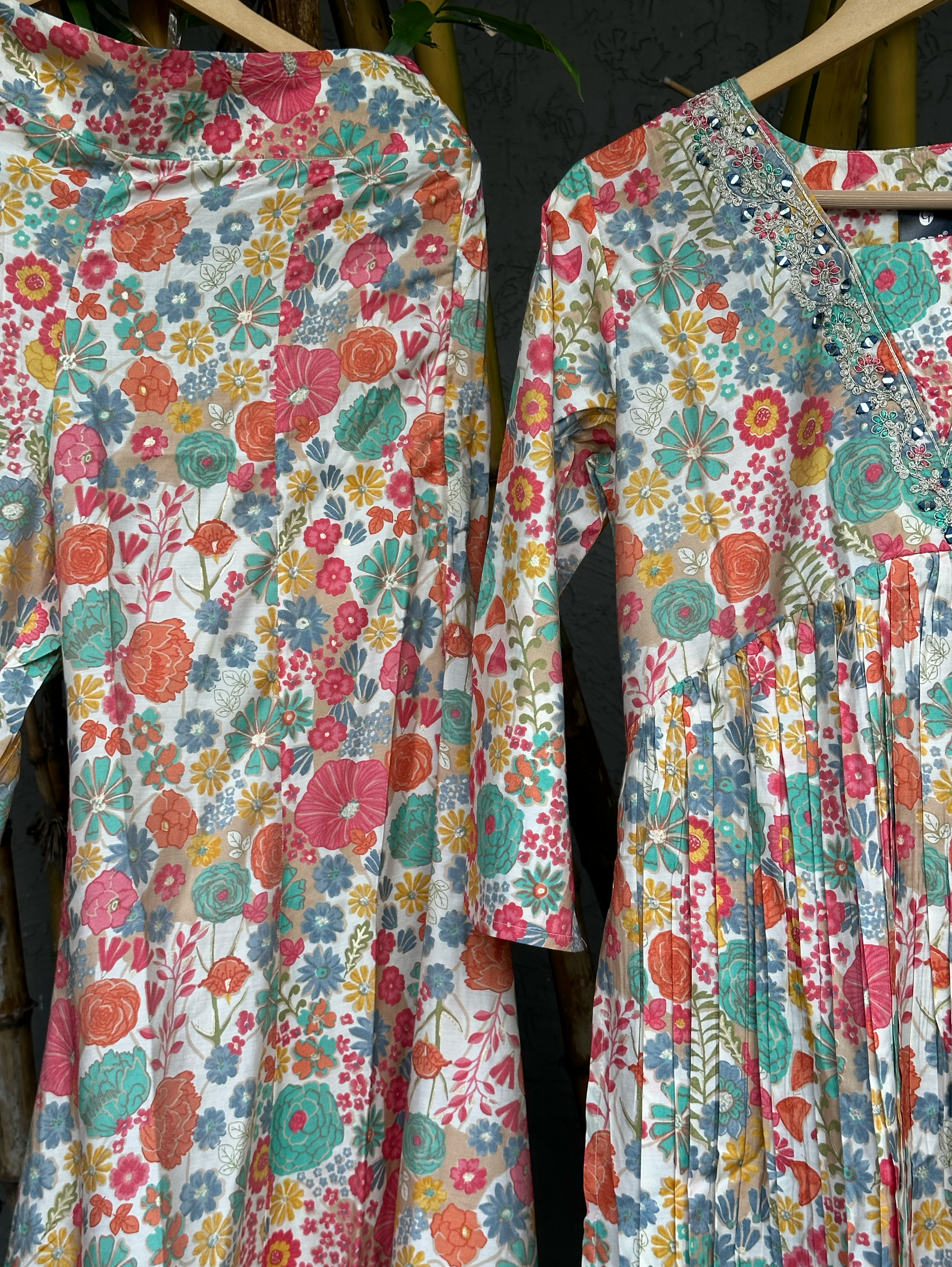 Muslin Flower Print V Neck Mirror coords