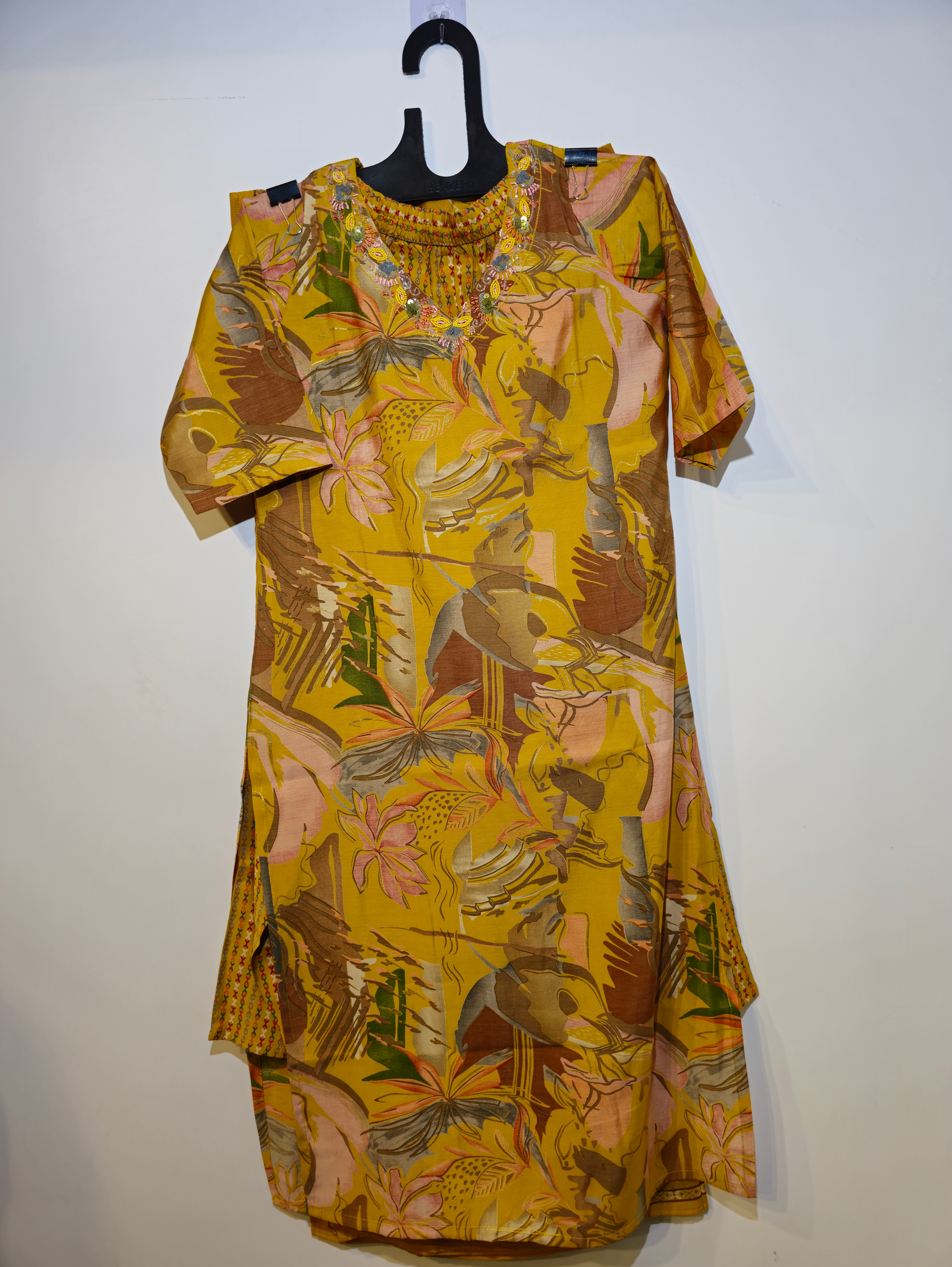 Pure Muslin Straight Kurti Set - 3 Piece