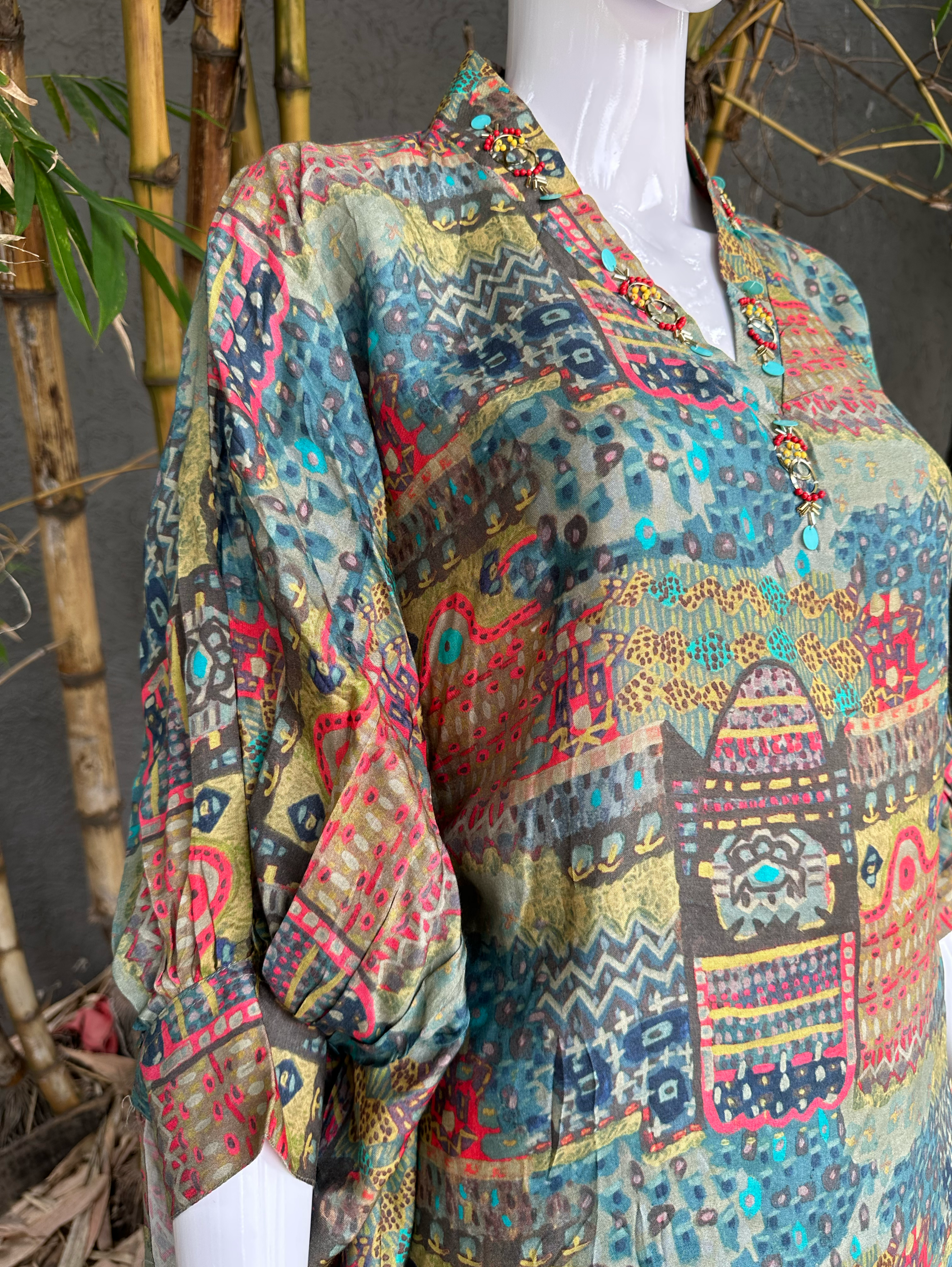 Image of Muslin Kaftan Coord Set with Accessories work