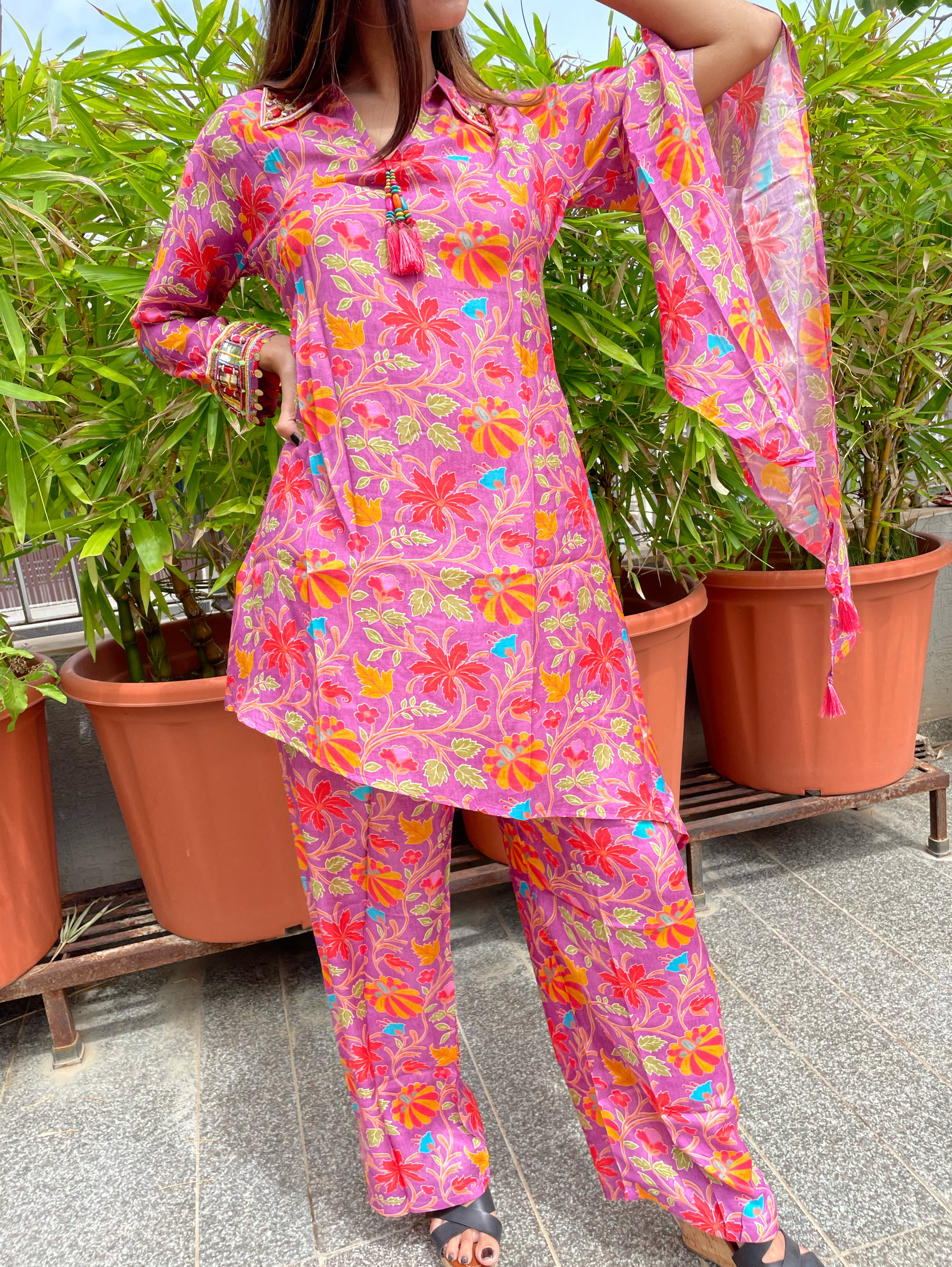 Designer Muslin Coord Set with Work