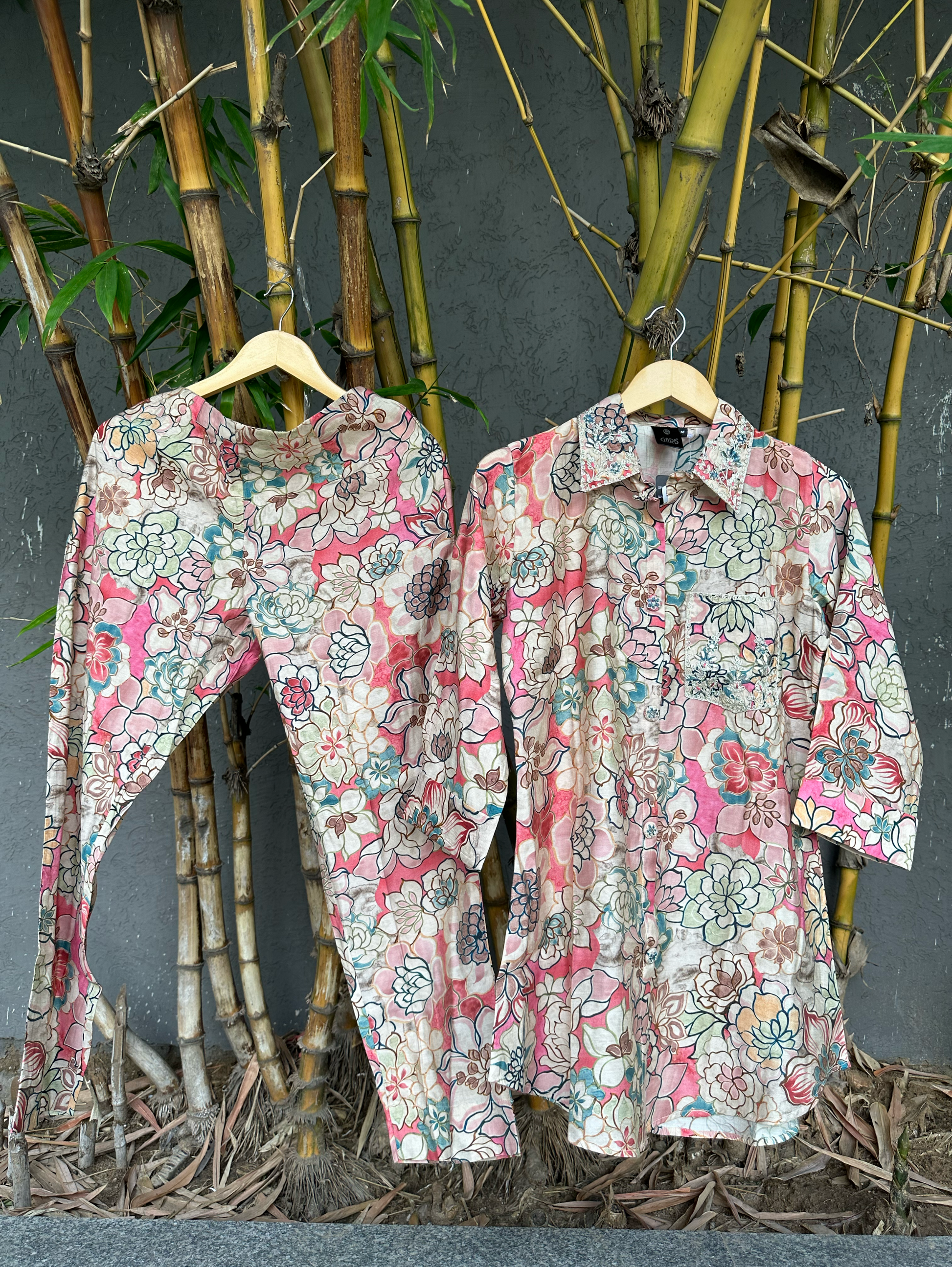 Muslin Collar & Pocket Embroidery Coords