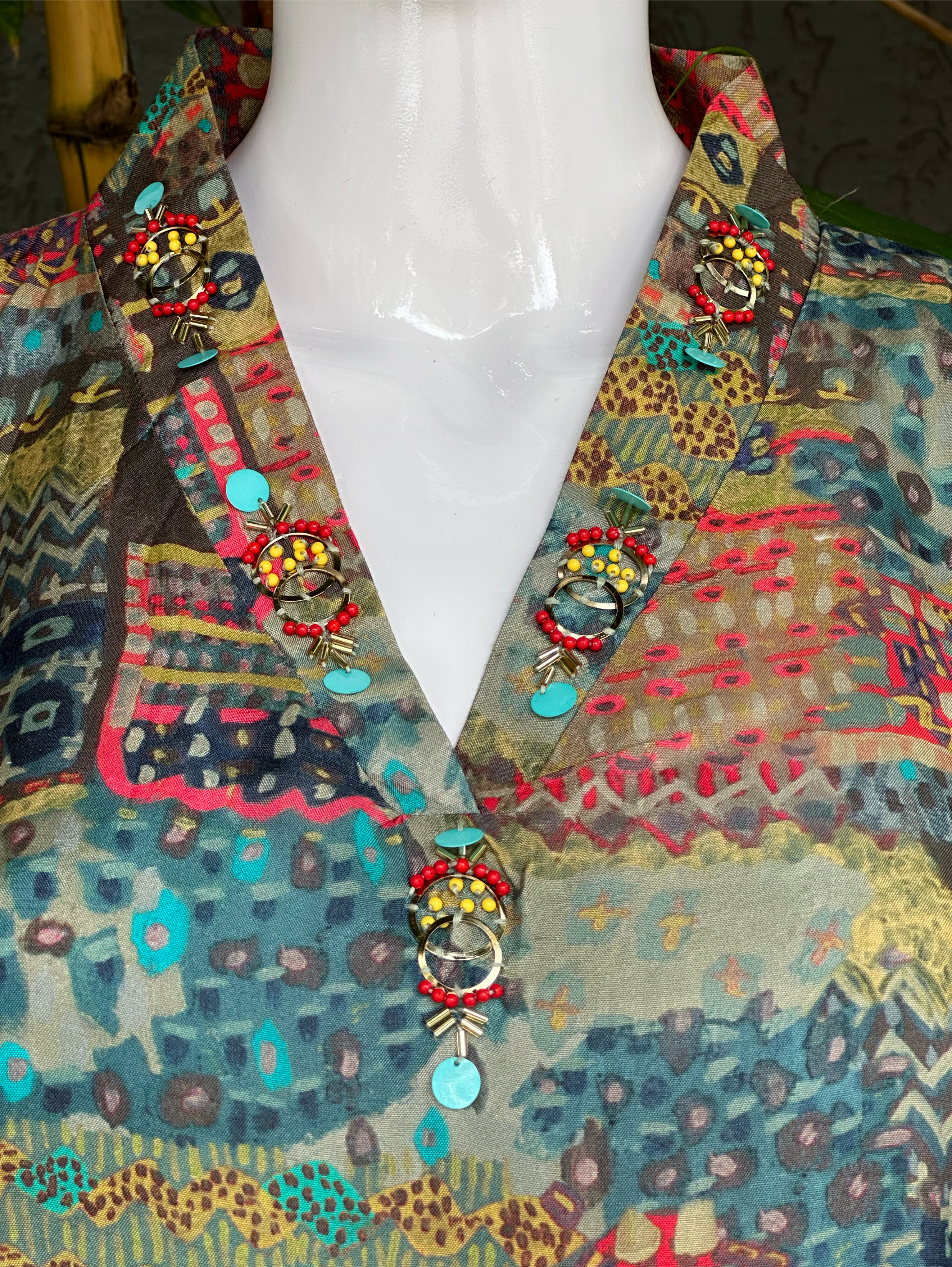 Image of Muslin Kaftan Coord Set with Accessories work