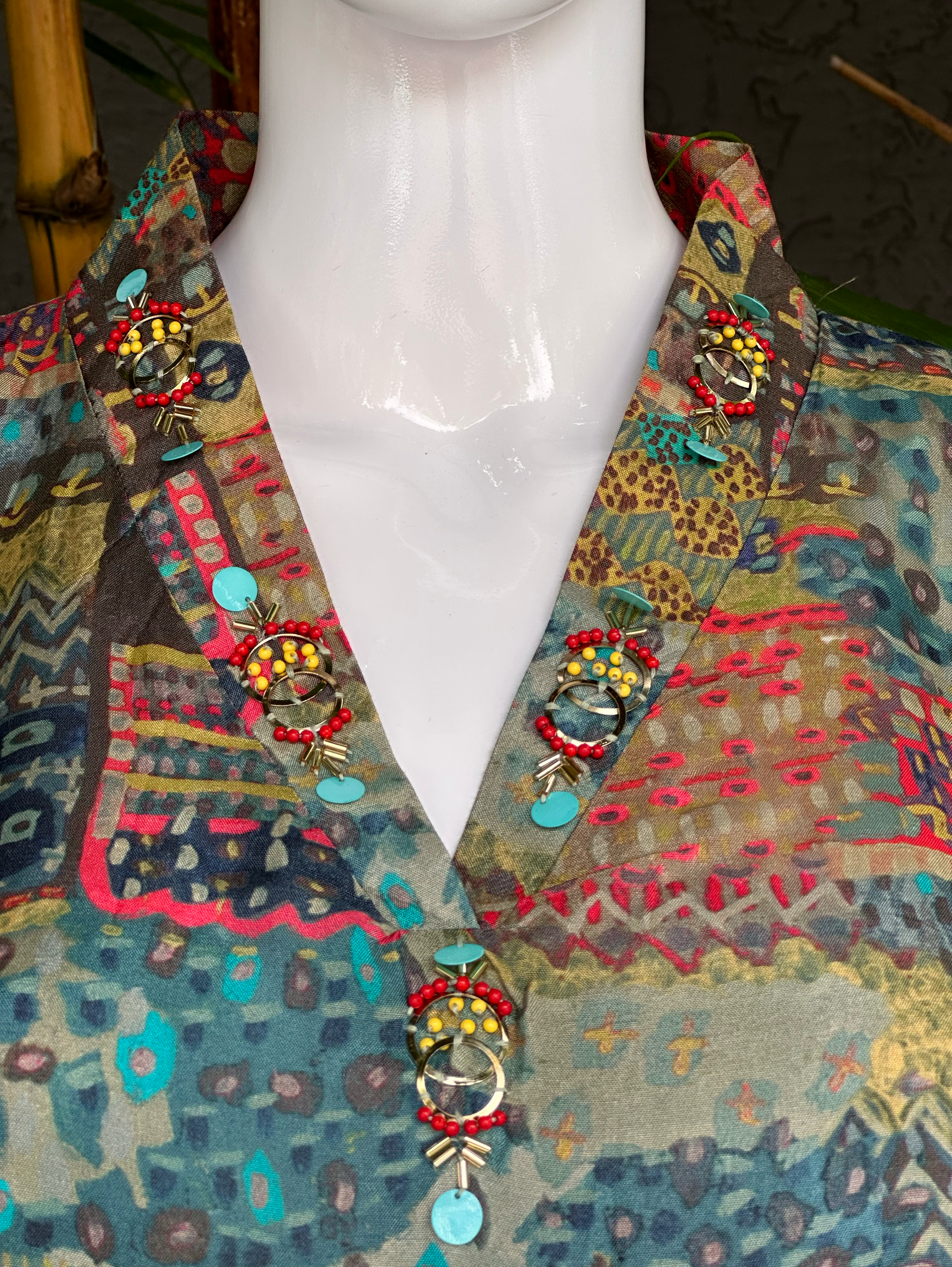 Image of Muslin Kaftan Coord Set with Accessories work