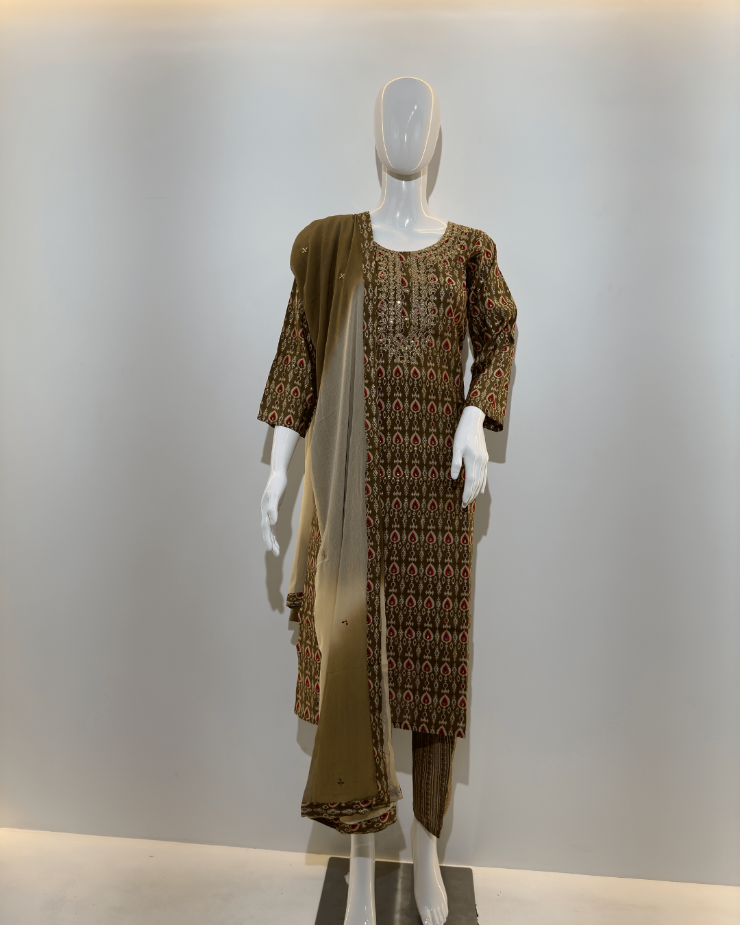 Image of Muslin Straight Kurti Set - 3 Piece