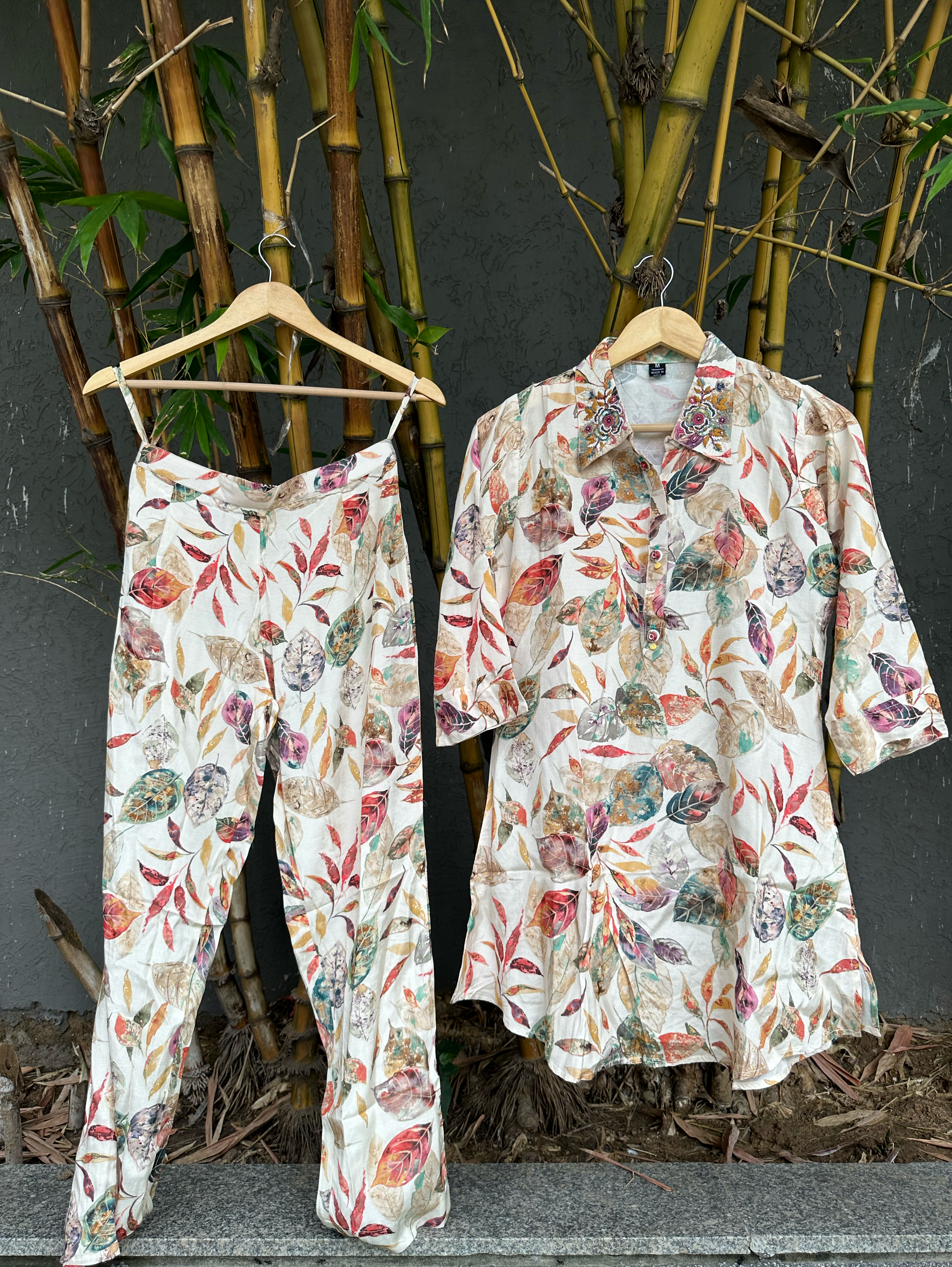 Image of Muslin with Collar Embroidery Coords