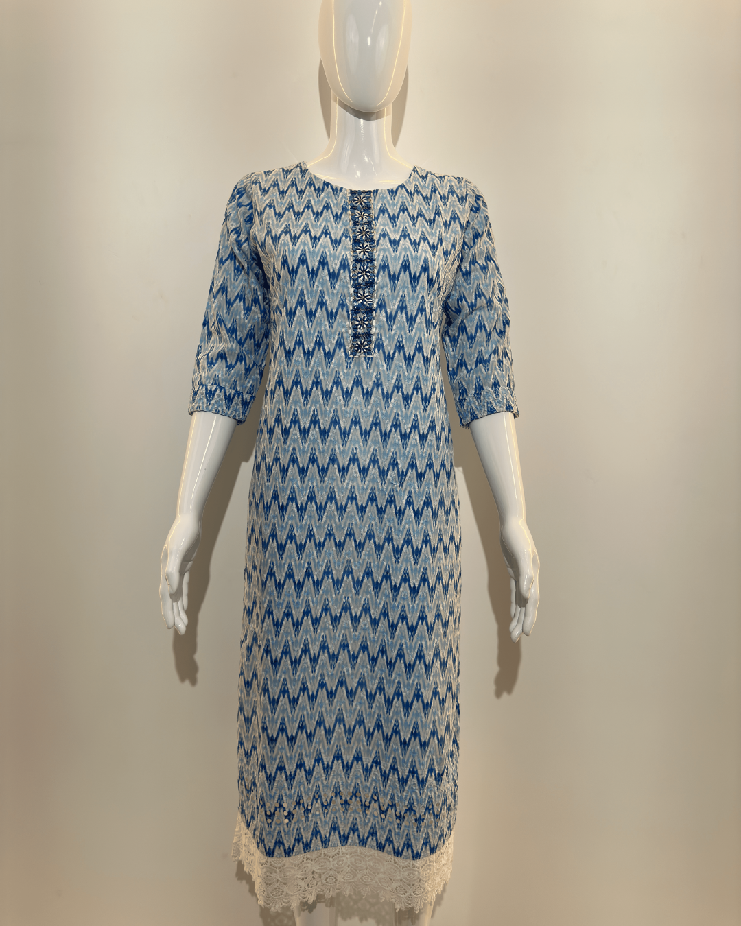 Lucknowi work Cotton Straight Kurti