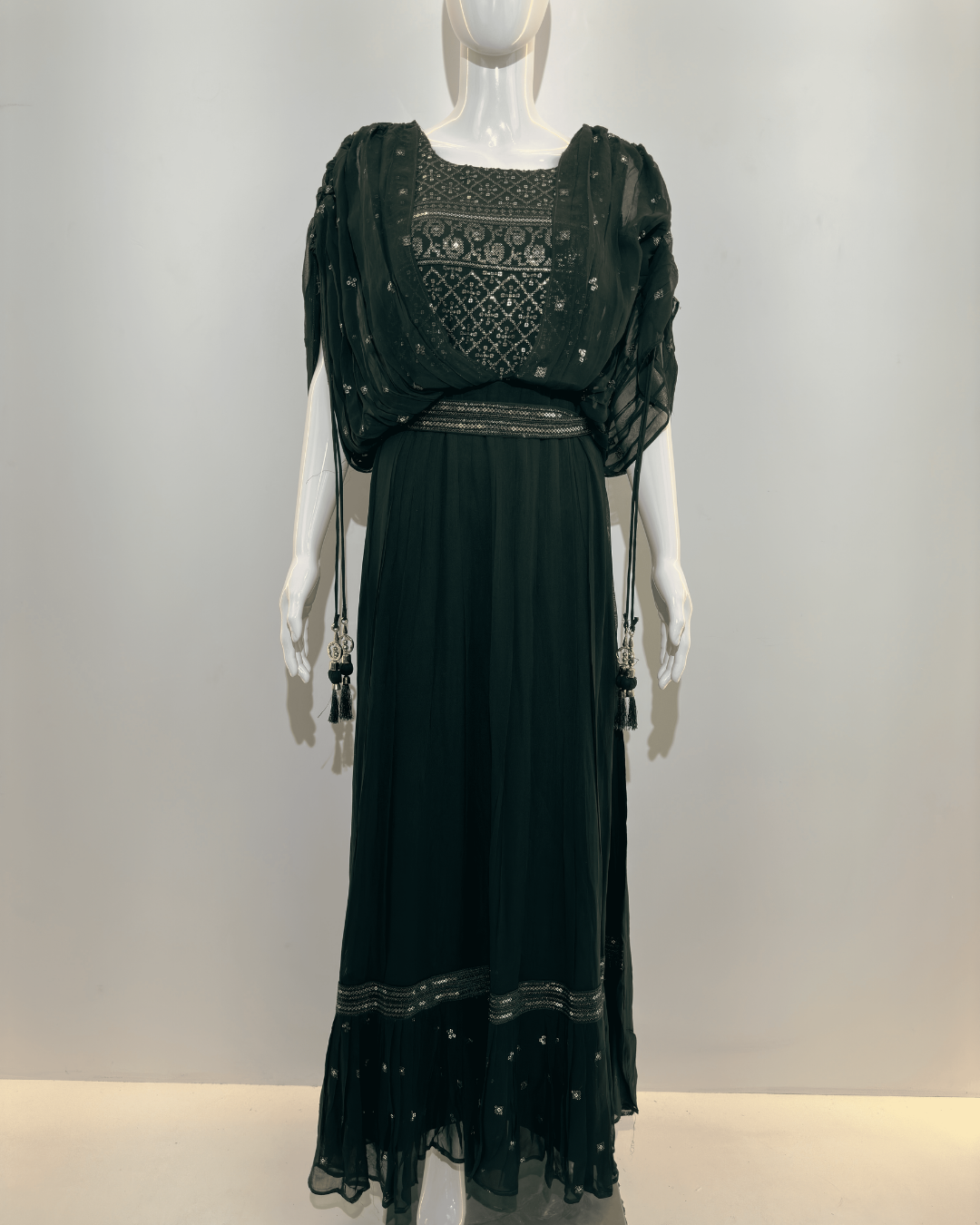 Georgette Butterfly Design Gown with Belt