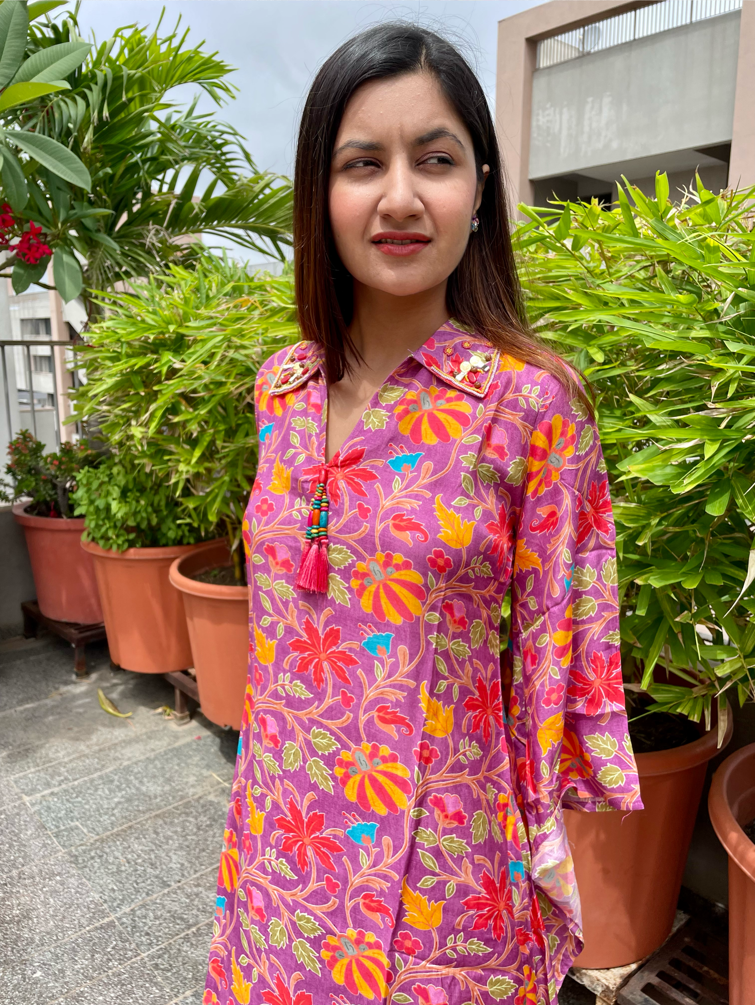 Image of Designer Muslin Coord Set with Work