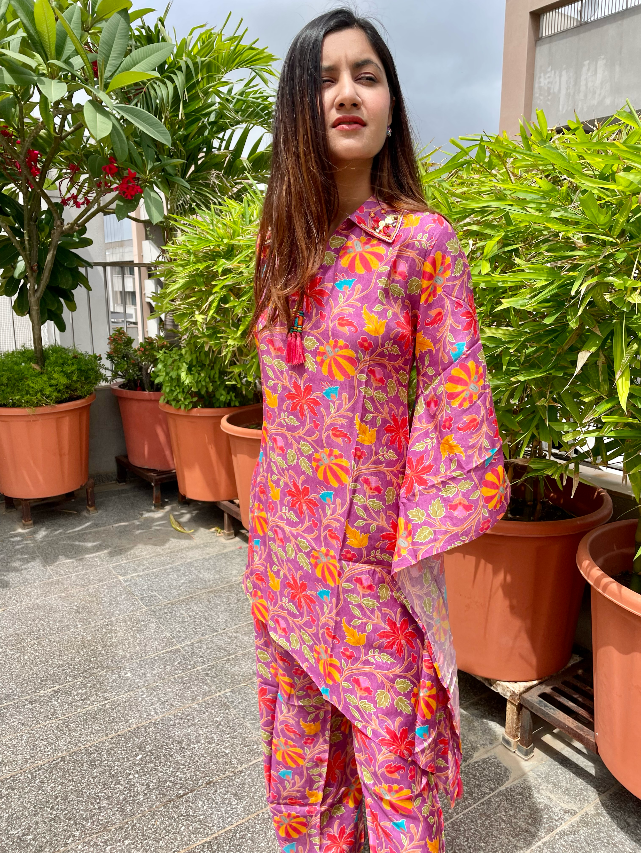 Designer Muslin Coord Set with Work