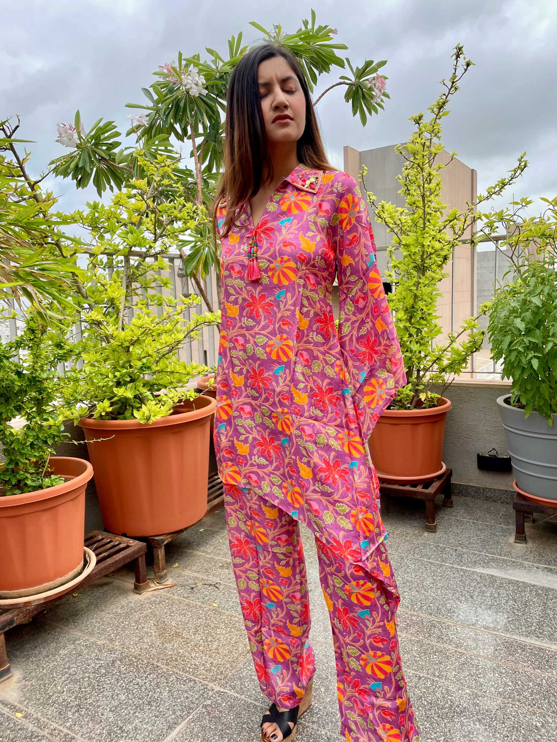 Designer Muslin Coord Set with Work