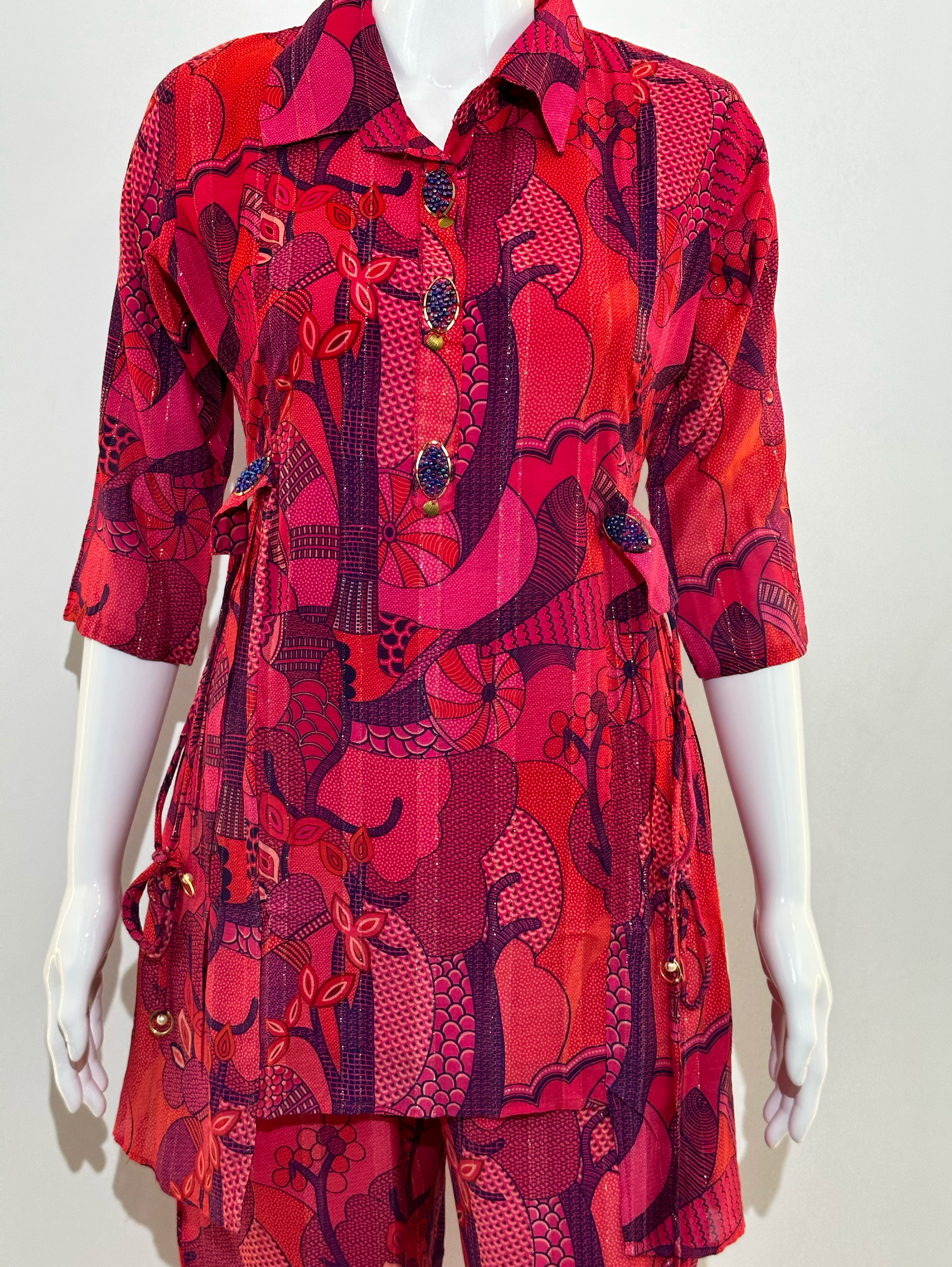 Image of Deep Pink  with Accessories work Coord Set