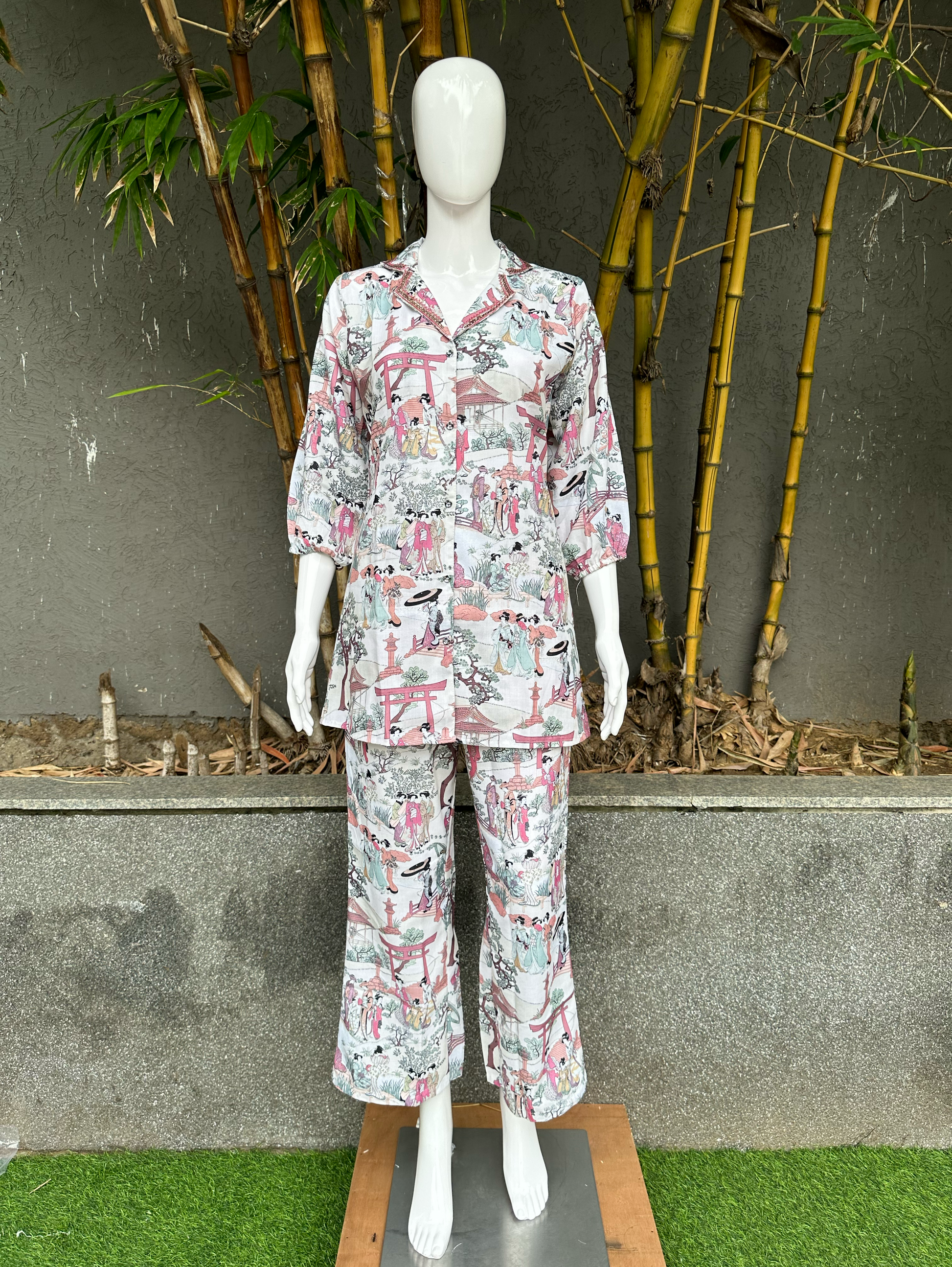 Cotton Print Coords with Collar Sequence