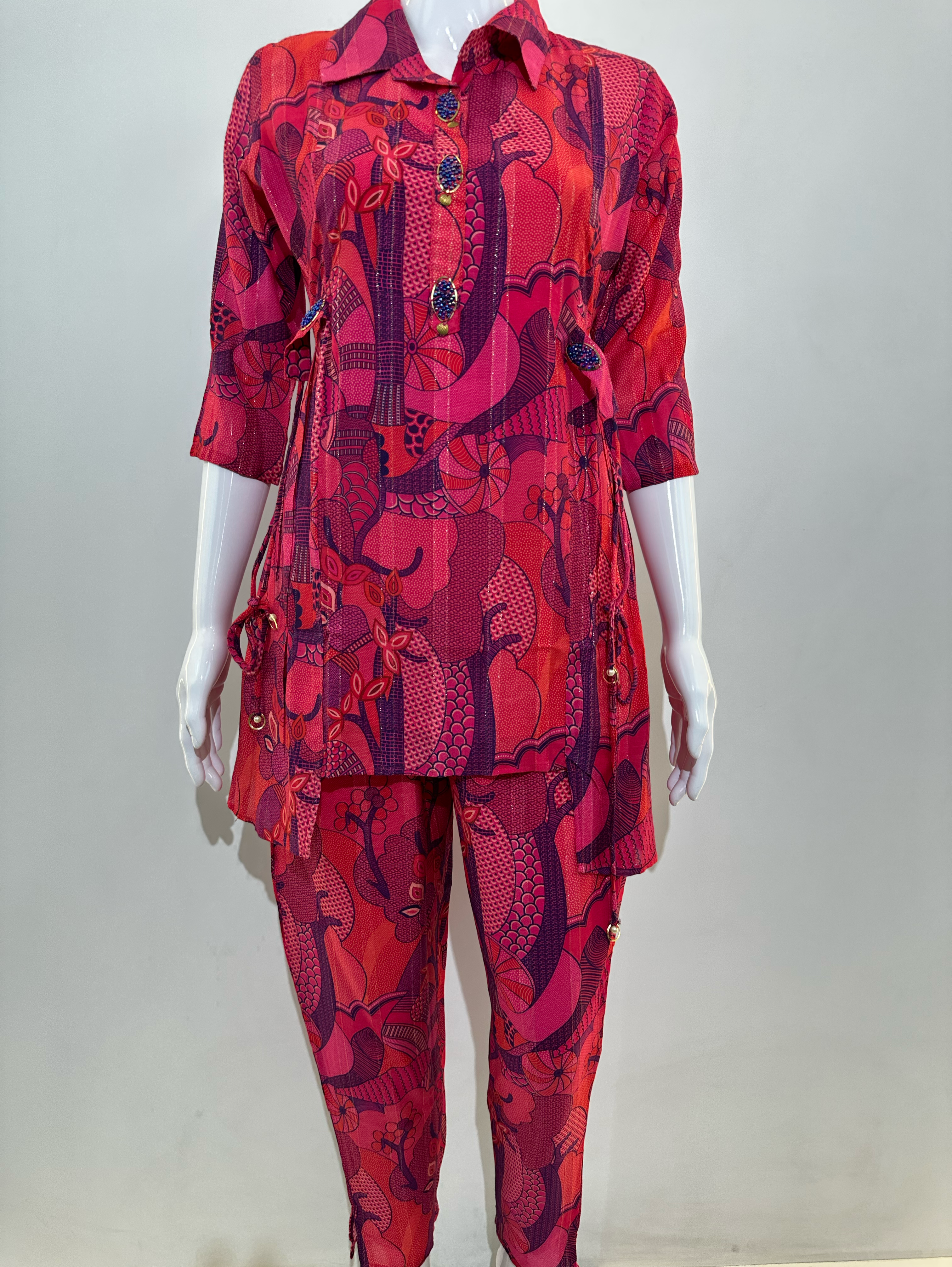 Image of Deep Pink  with Accessories work Coord Set