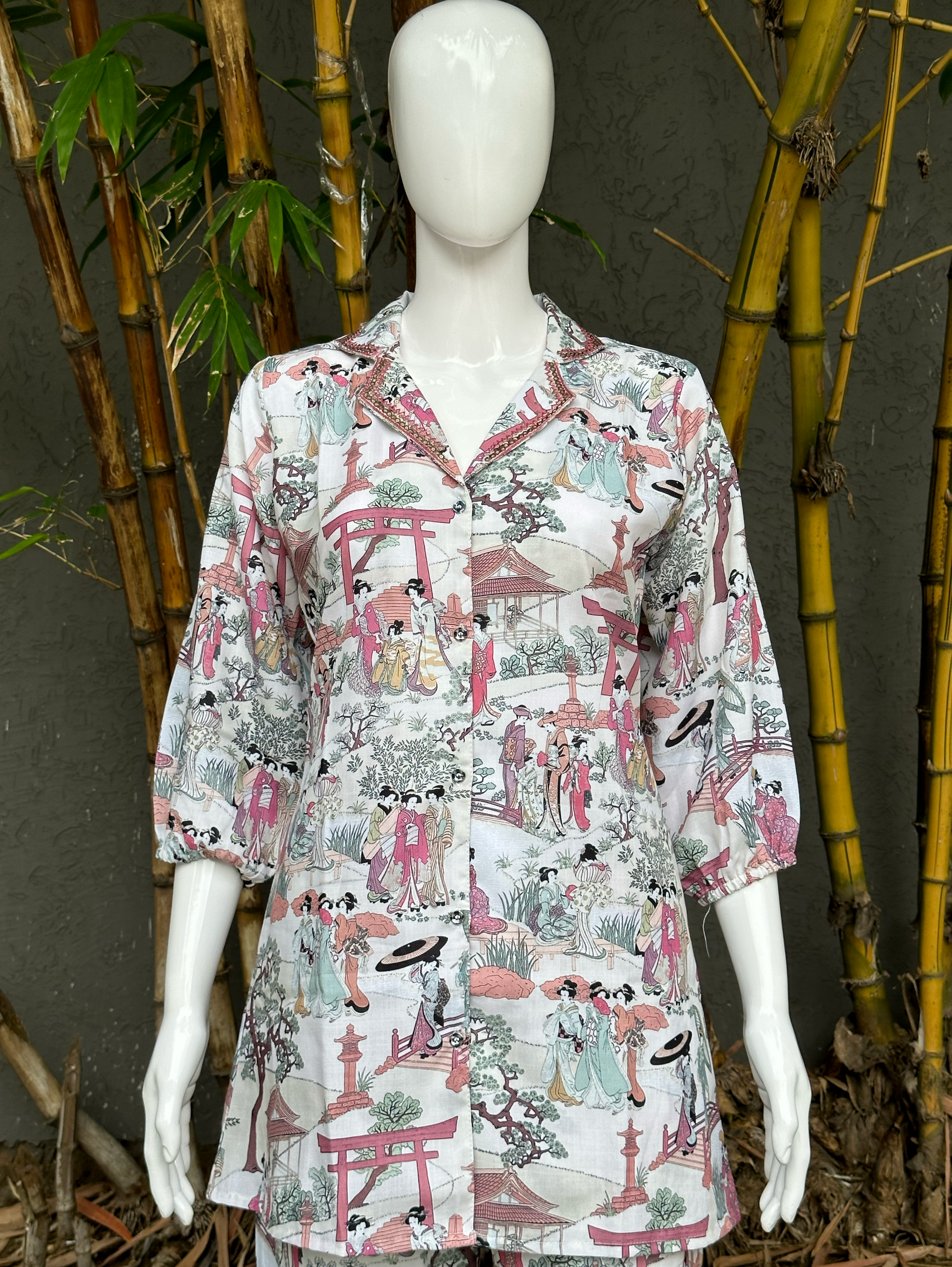 Cotton Print Coords with Collar Sequence