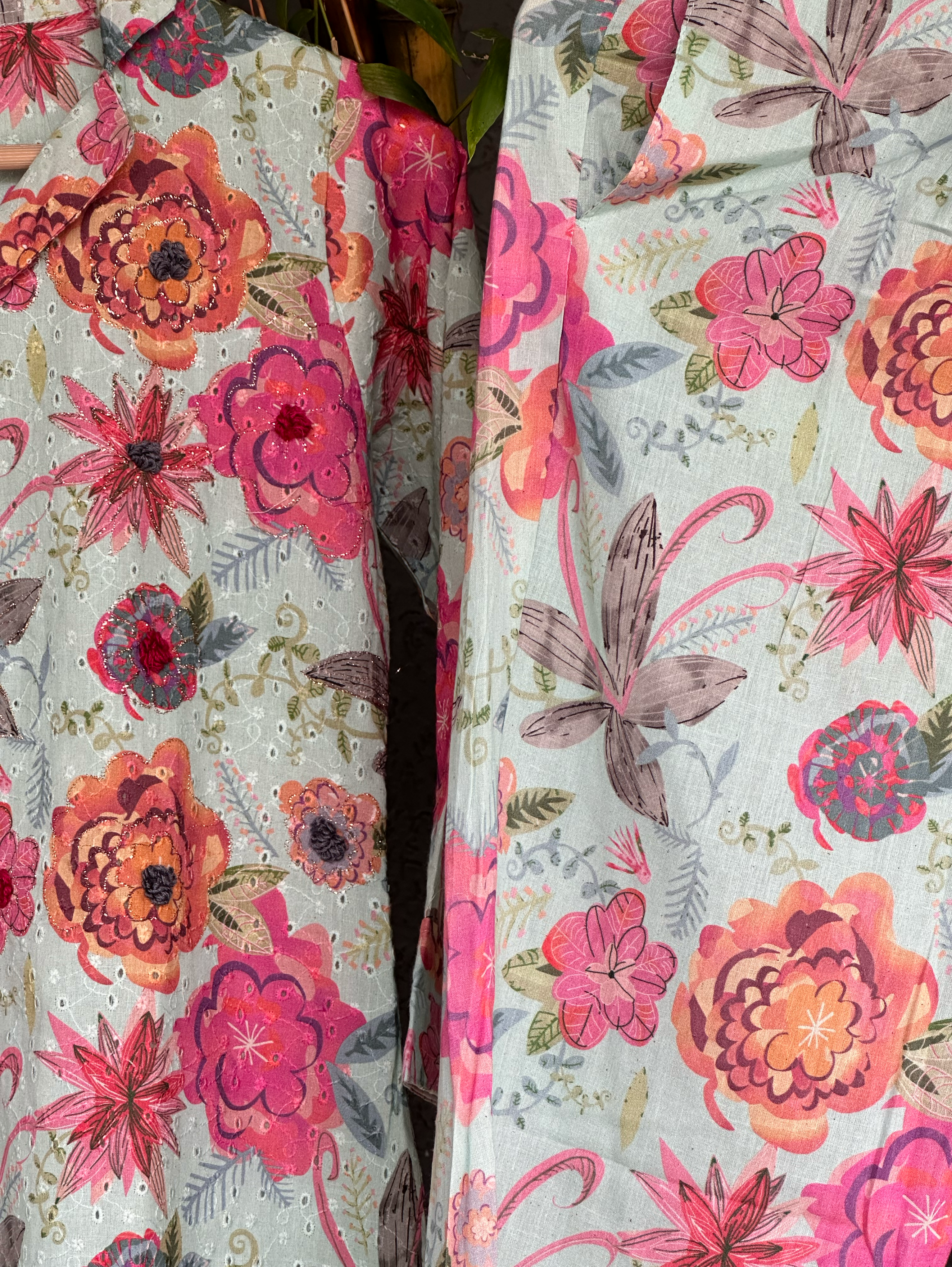 Image of Lucknowi Cotton Embroidery thread work coords