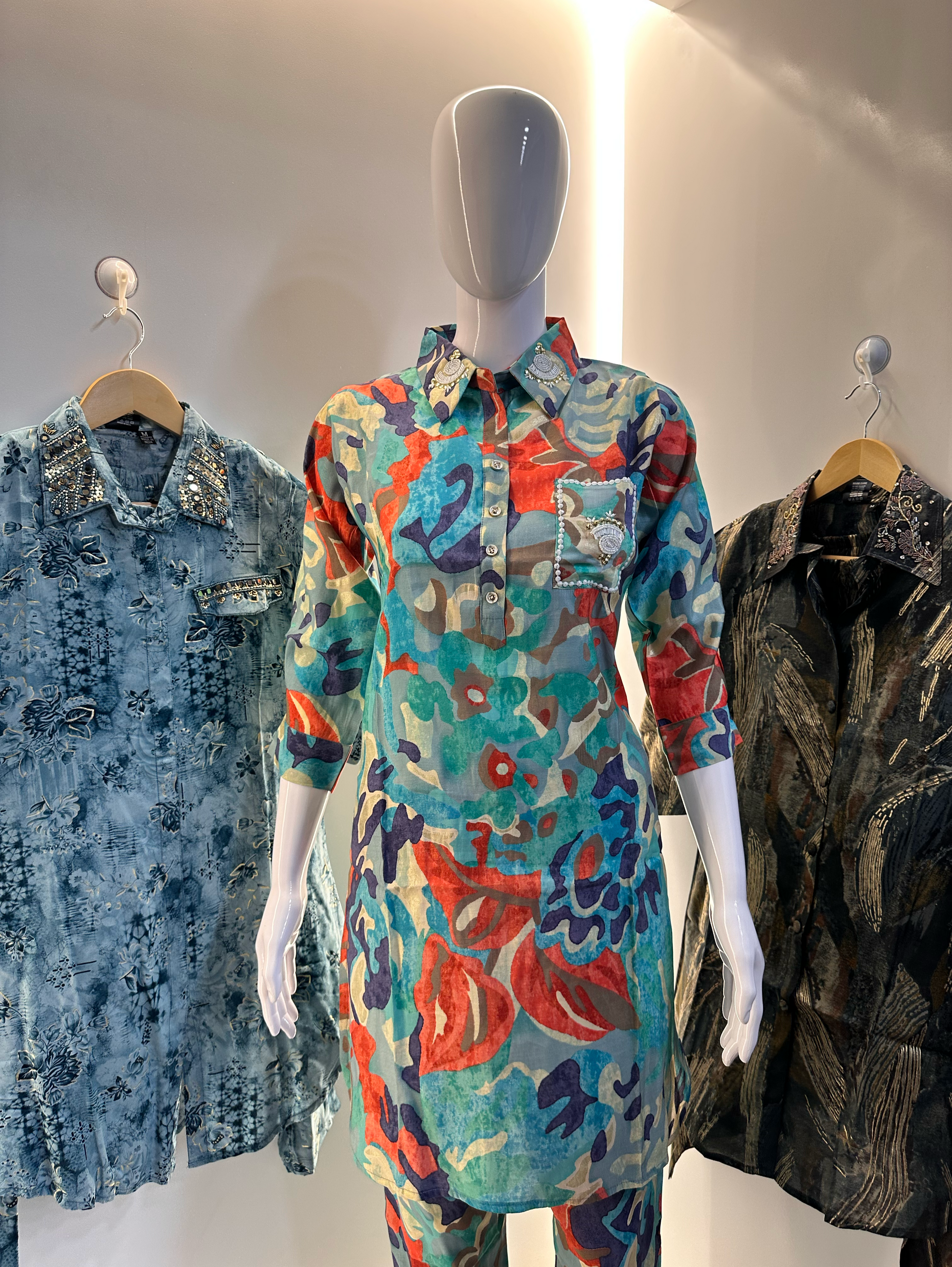 Multiprint Muslin Coords with Embroidery work