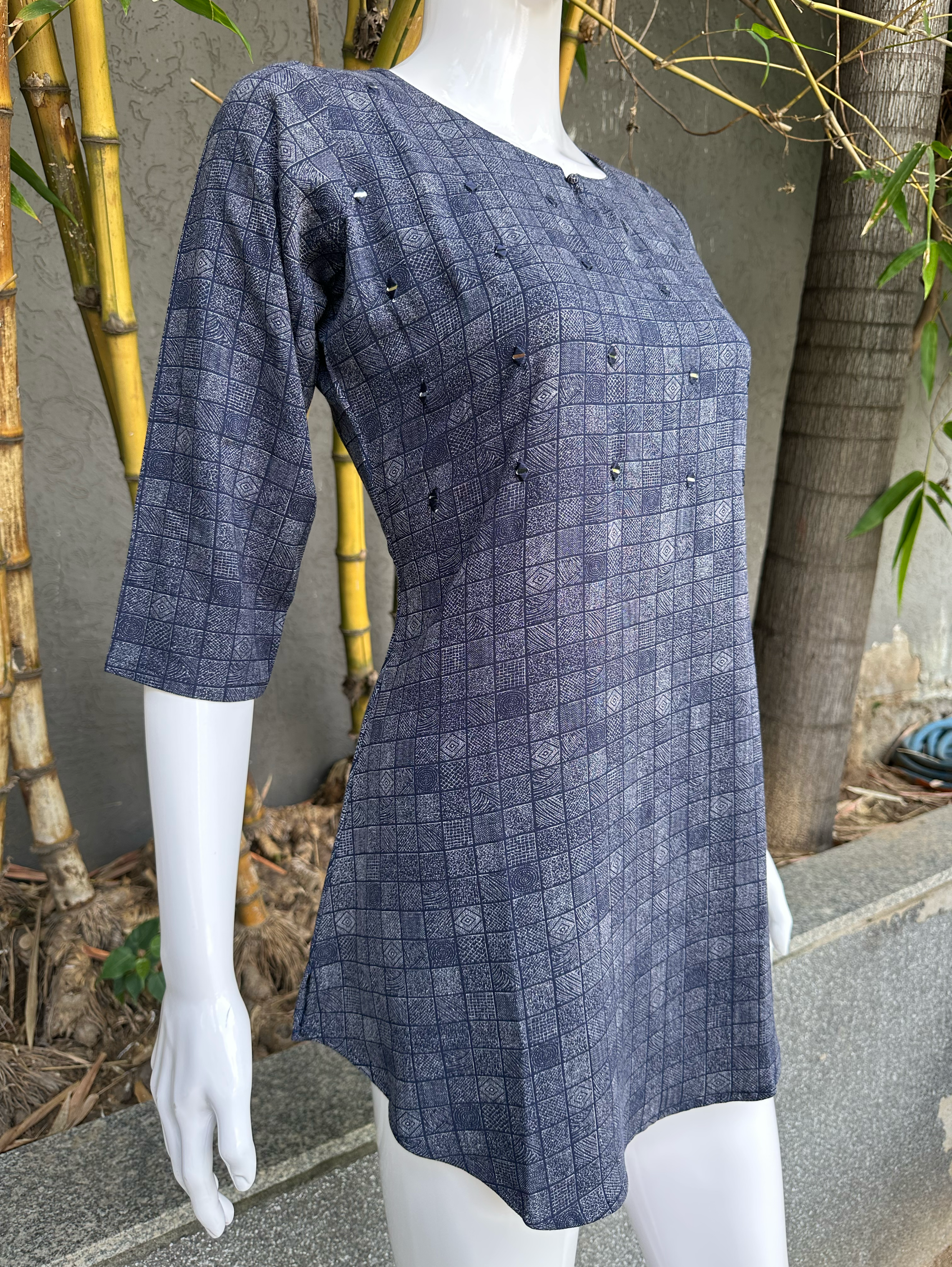 Image of Lycra Imported Fabric Mirror work Tunic