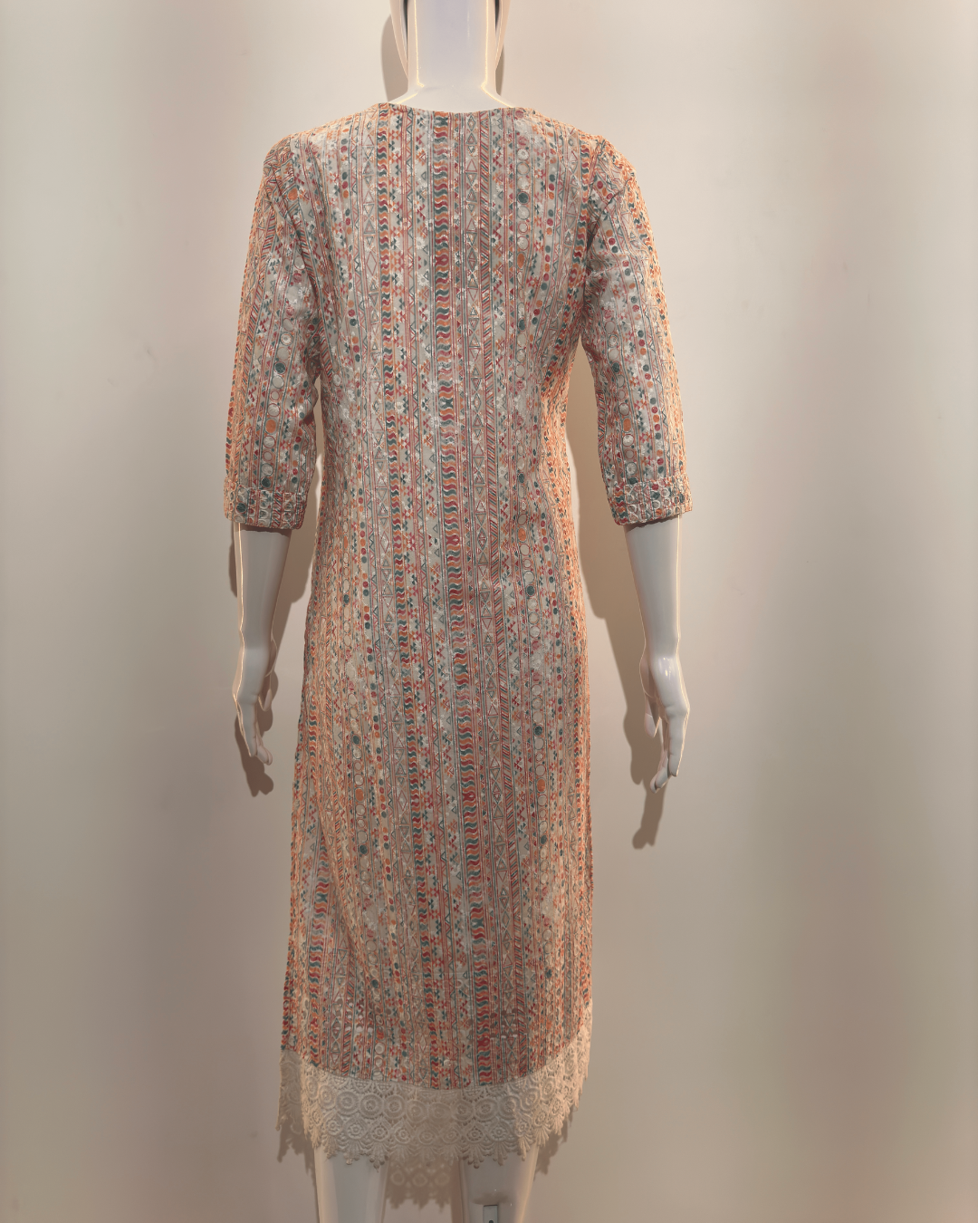 Lucknowi work Cotton Straight Kurti