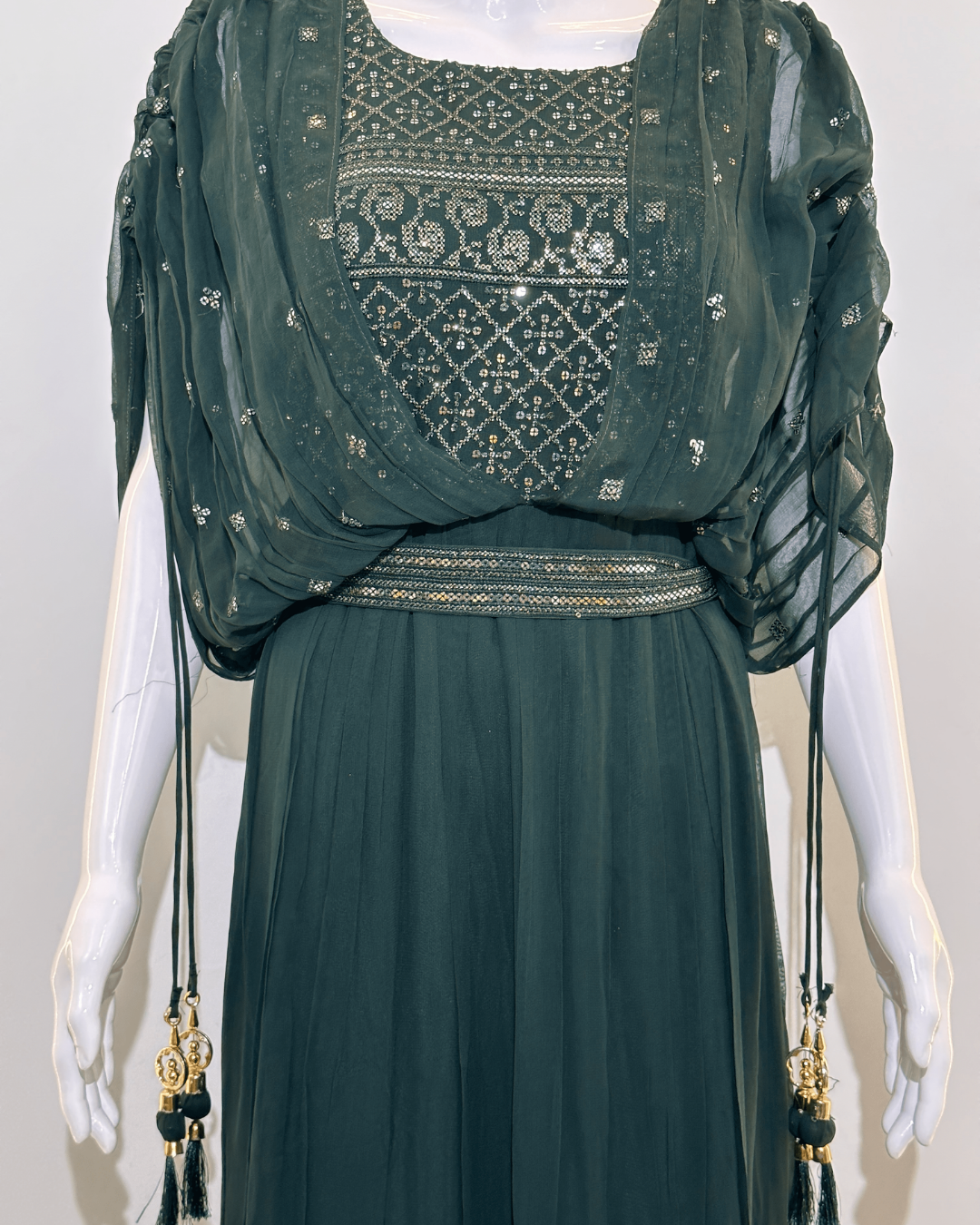 Image of Georgette Butterfly Design Gown with Belt