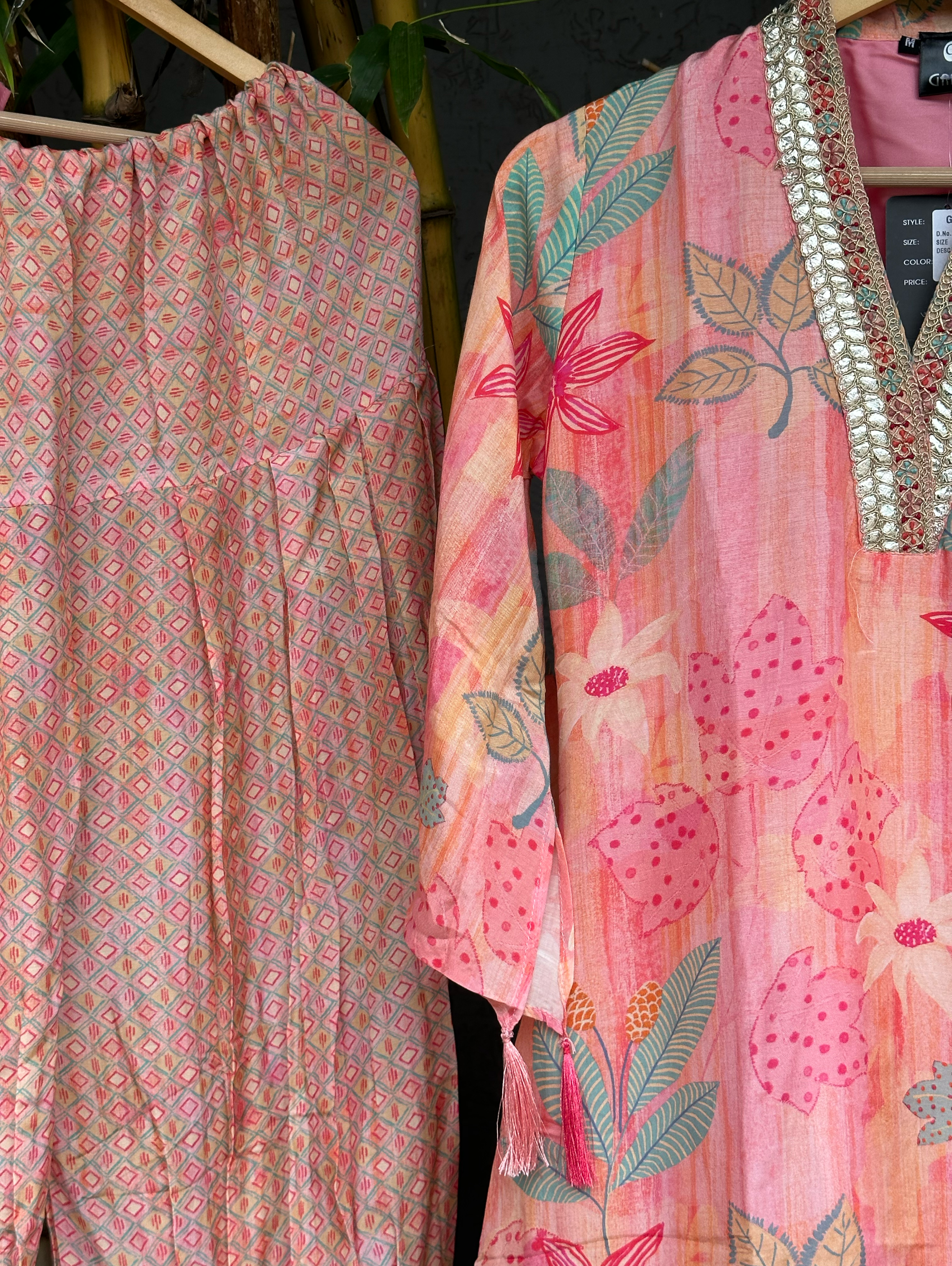 Image of Muslin V Neck Embroidery Coords