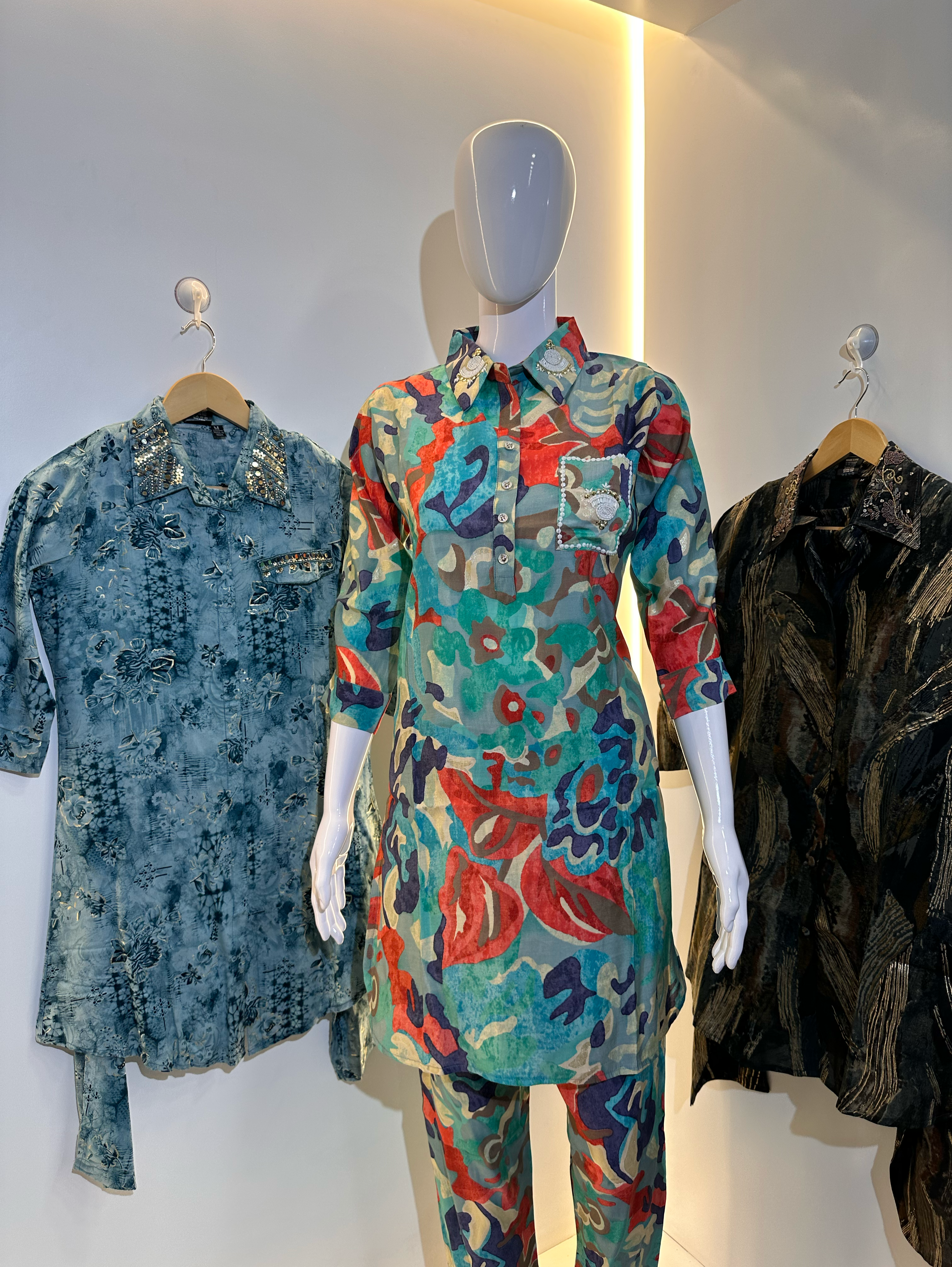 Image of Multiprint Muslin Coords with Embroidery work