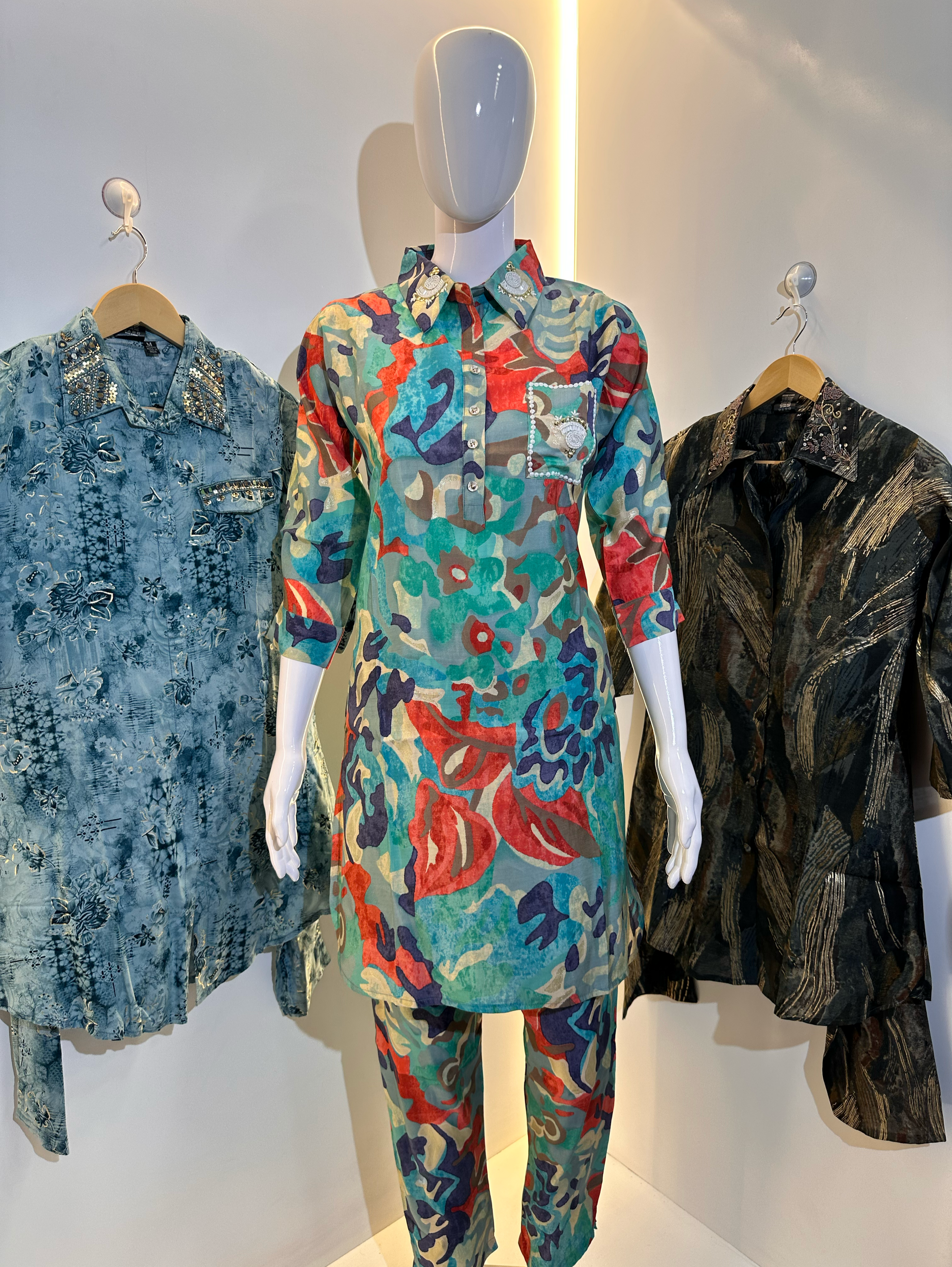 Multiprint Muslin Coords with Embroidery work
