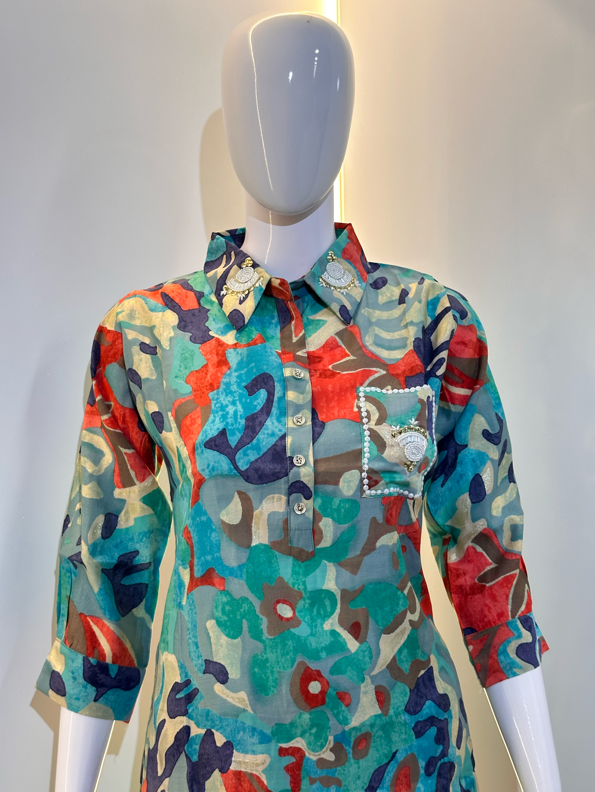 Multiprint Muslin Coords with Embroidery work