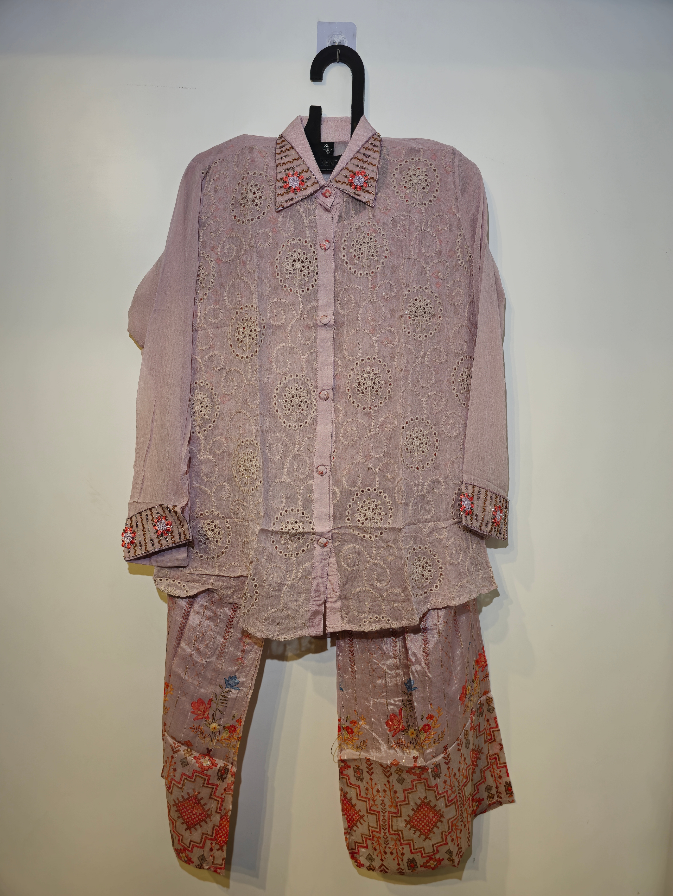 Image of Designer Georgette & Muslin Coord Set