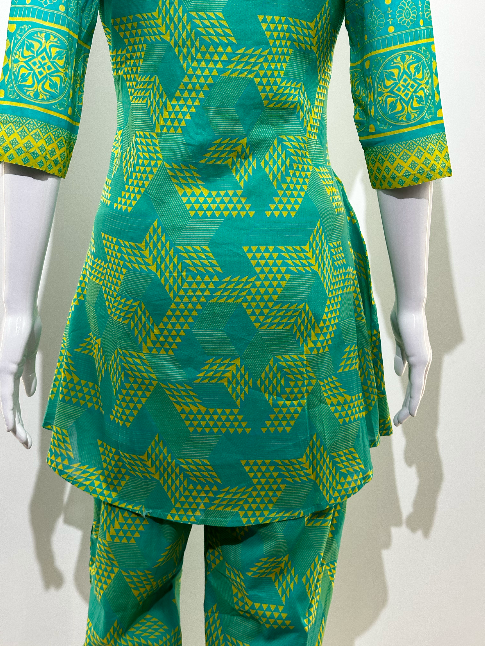 Green Pattern Embroidery Coord Set