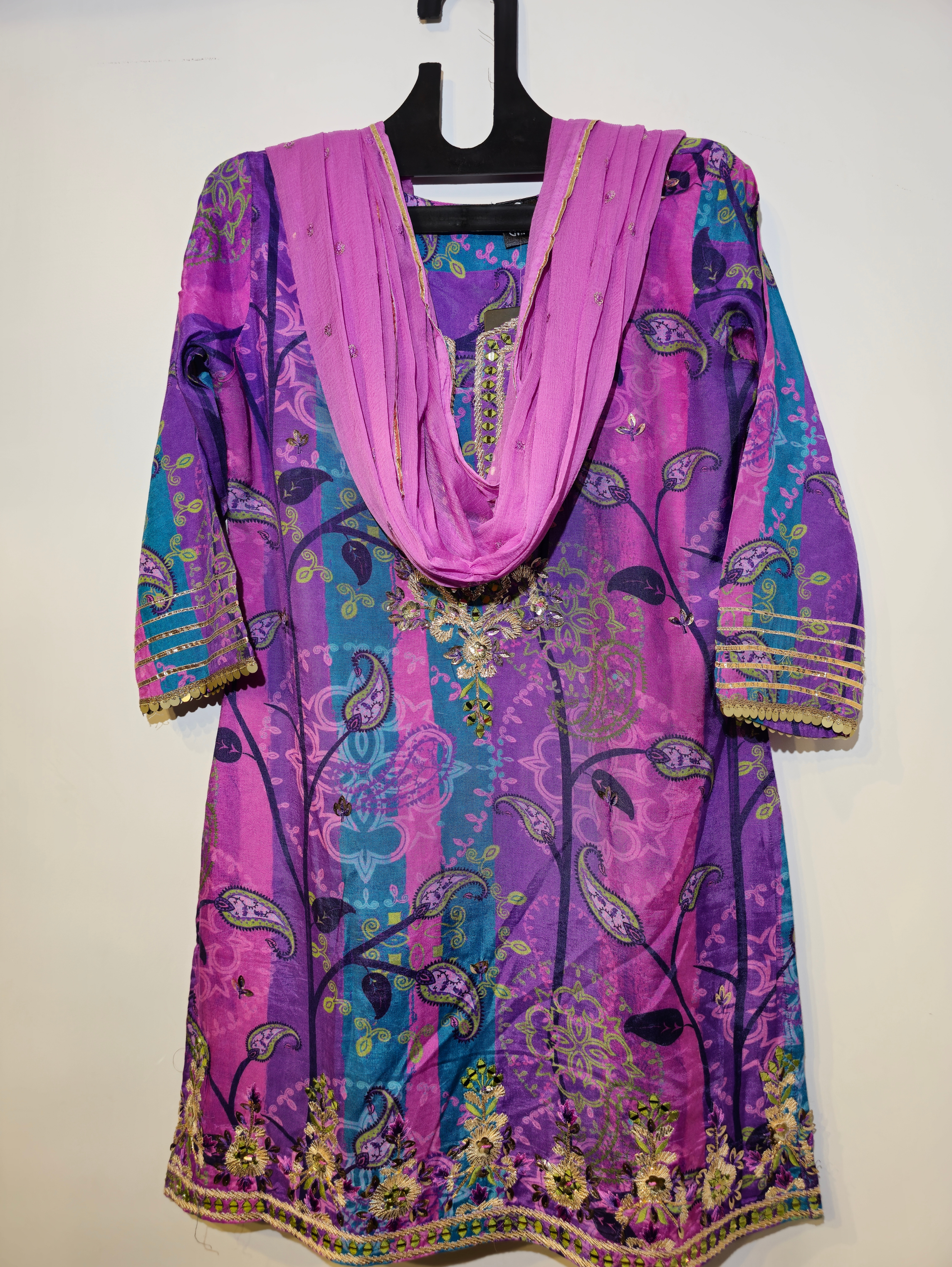 Image of Pure Muslin Kurti Set - 3 Piece