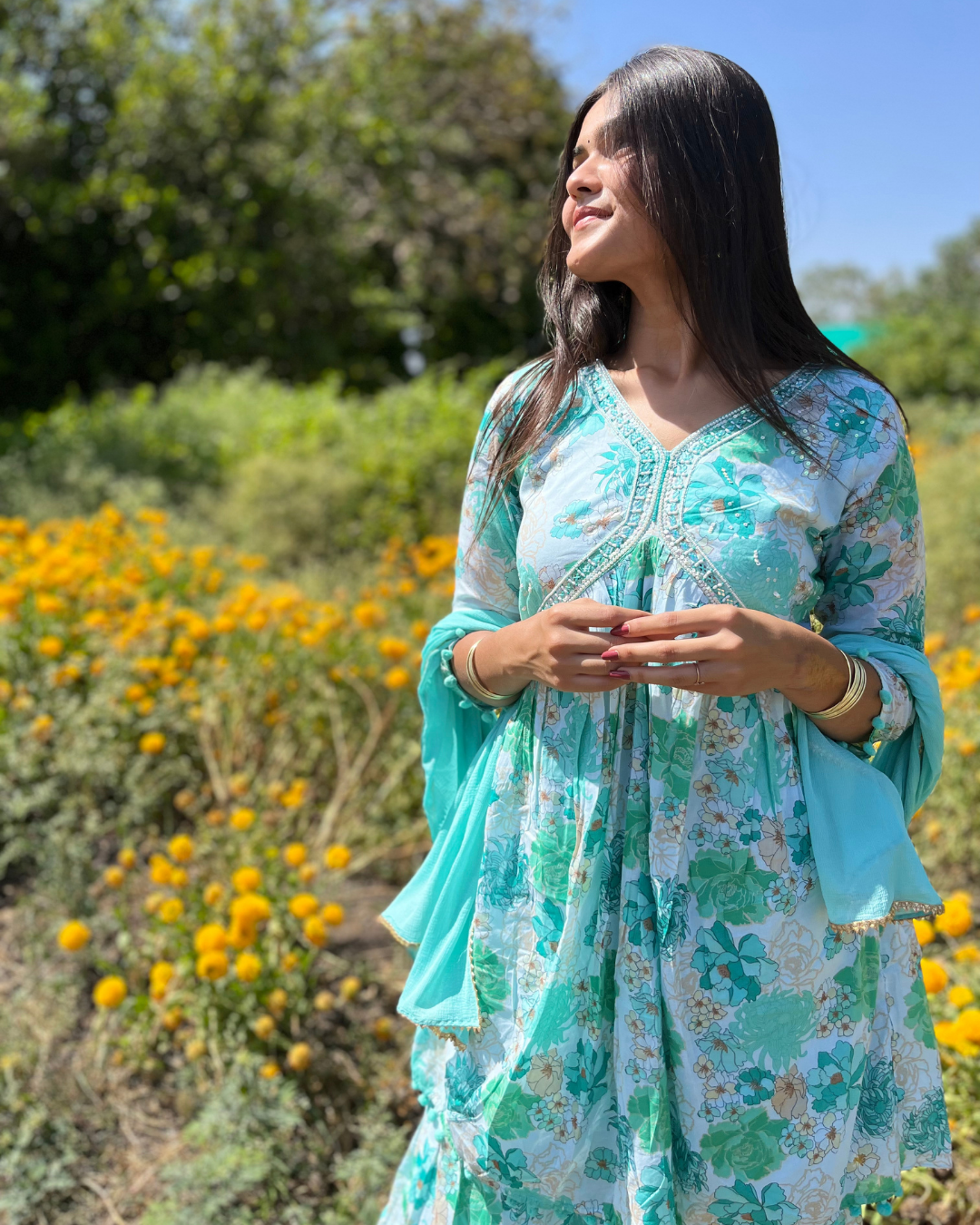 Mull Cotton Sharara Set - 3 piece