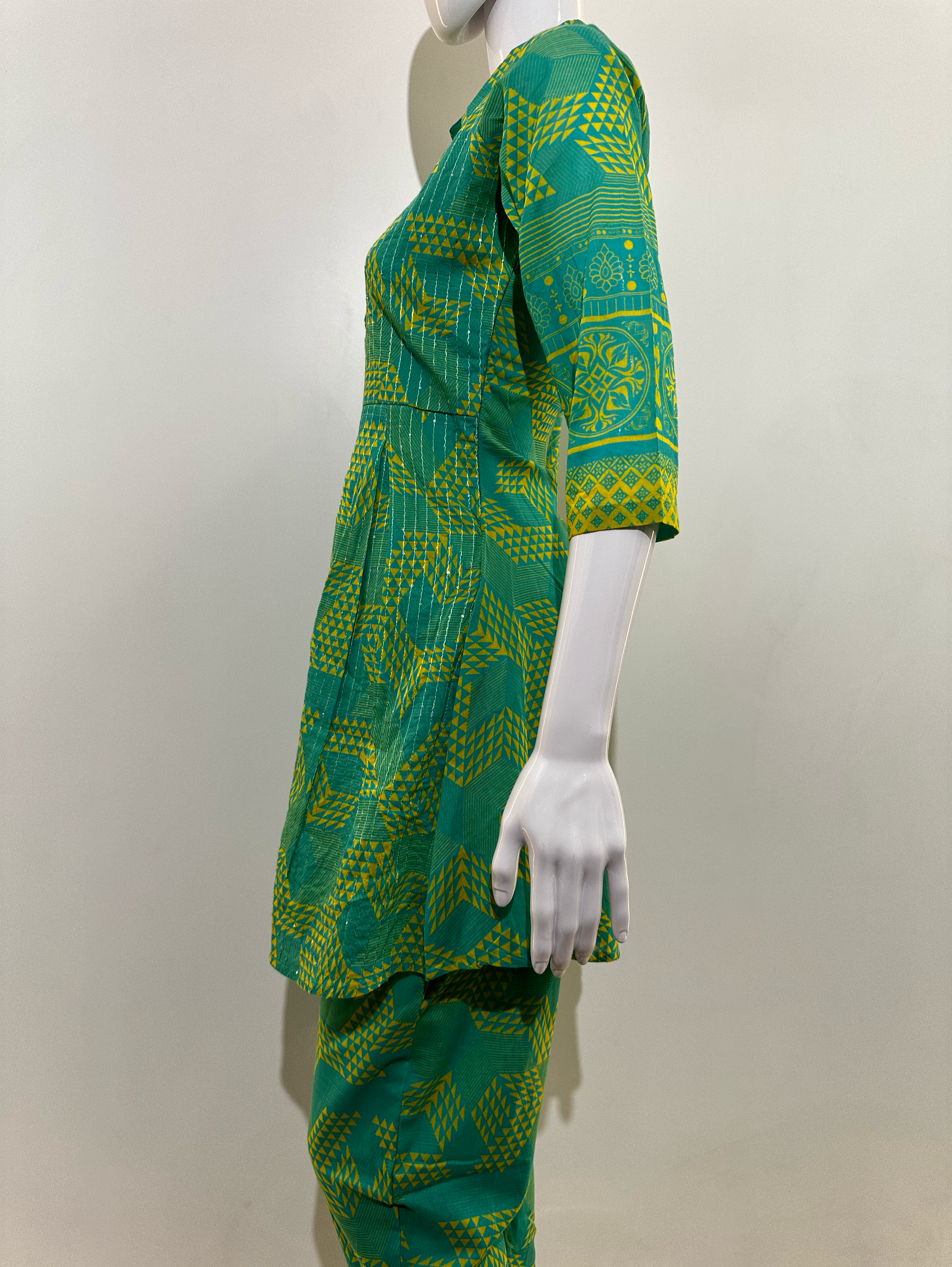 Image of Green Pattern Embroidery Coord Set