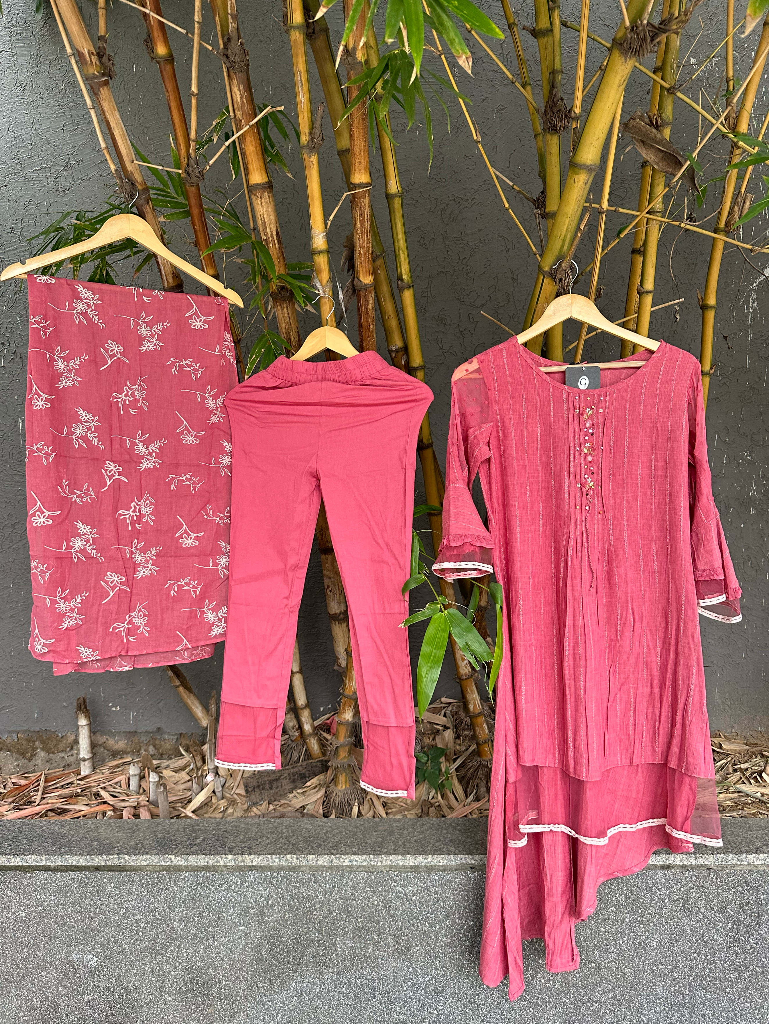 Rayon Slub 3 Piece with Scarf & Lycra Pant