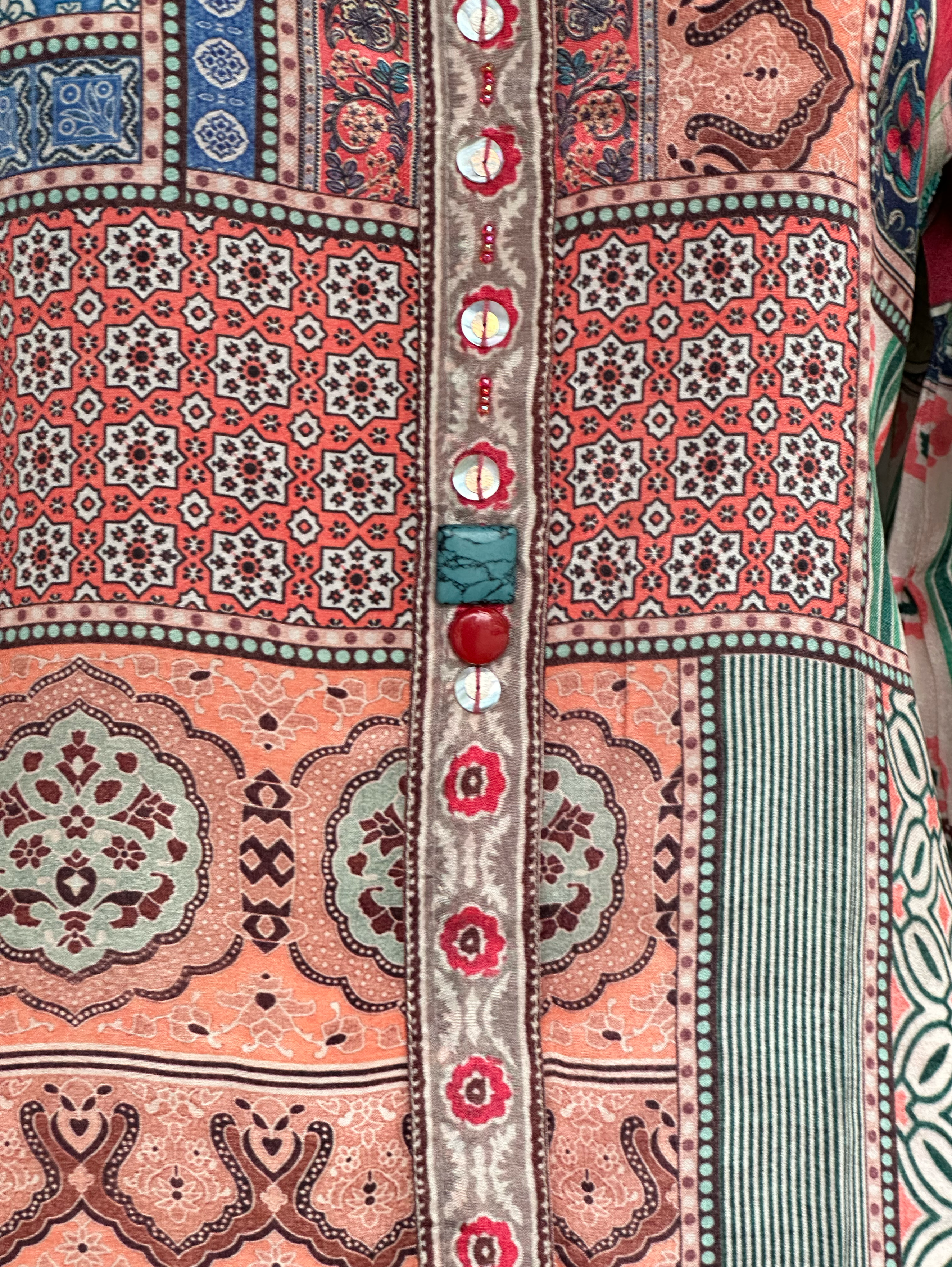 Muslin Print Tunics with Stand Patti Embroidery work