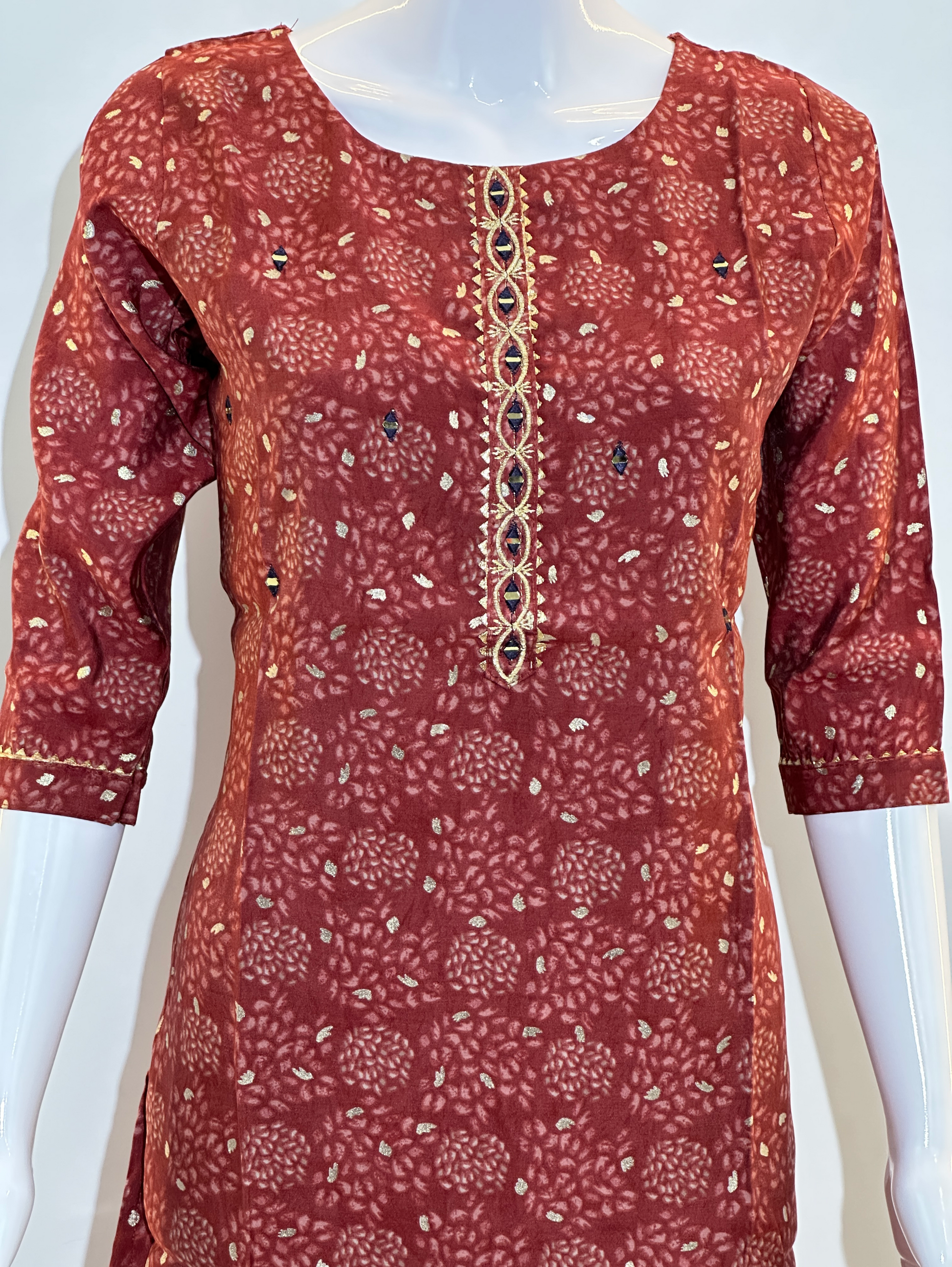 Center Embroidery Muslin Kurti