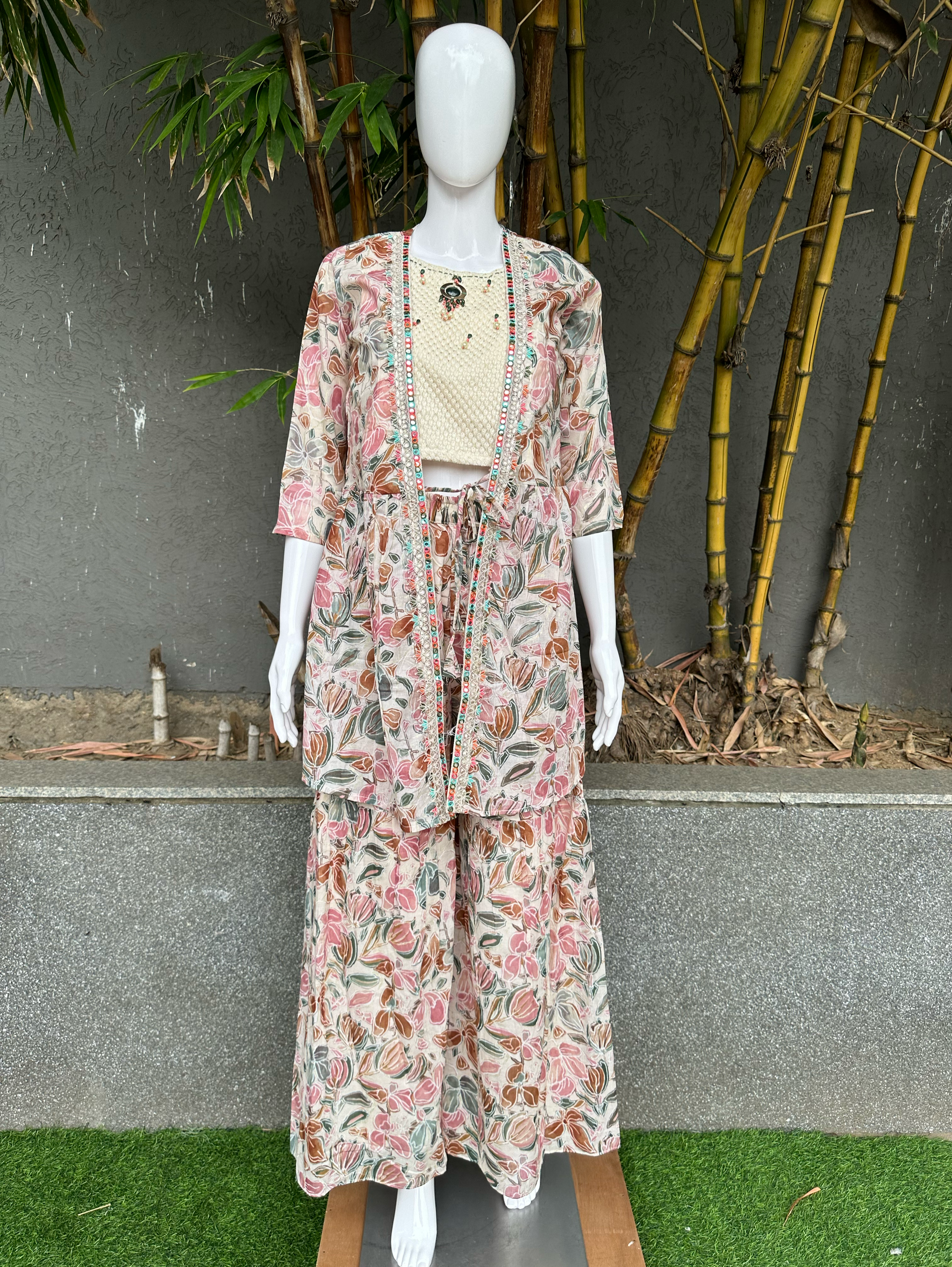 Image of Designer Sharara Set with work - 3 Piece