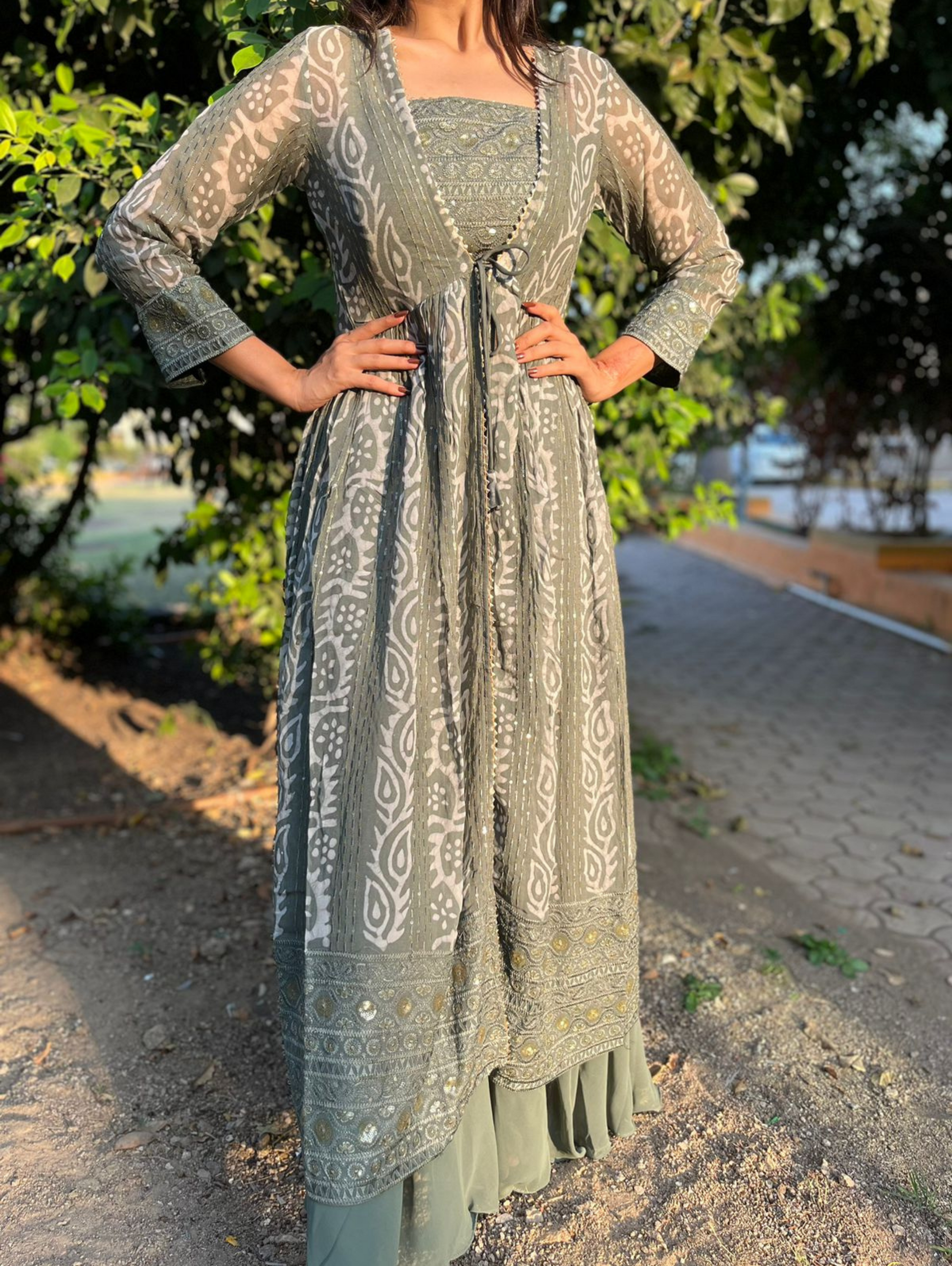 Shrug Style Georgette 3 Piece