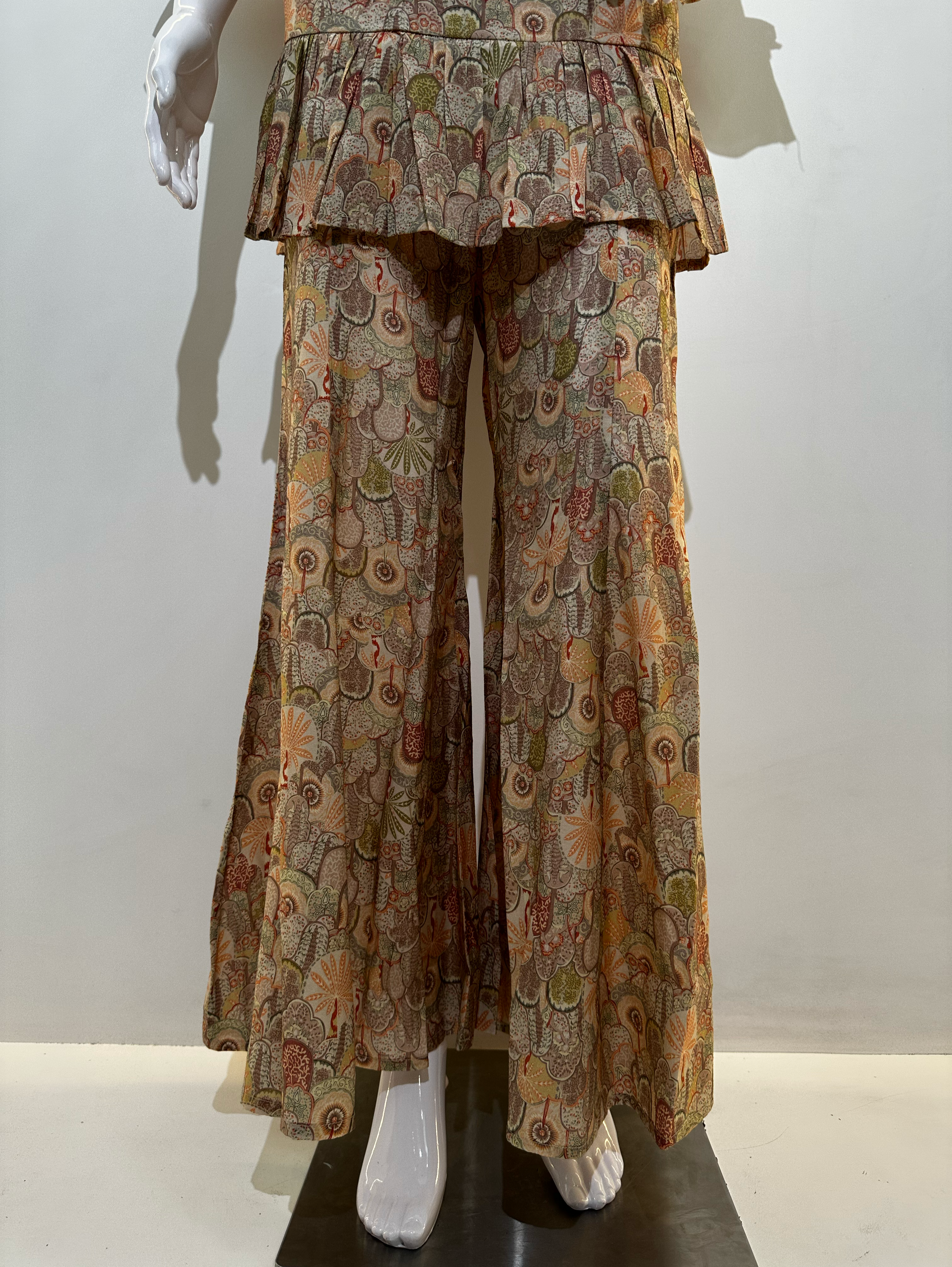 Image of Muslin Embroidery Bell Bottom Kurti Set
