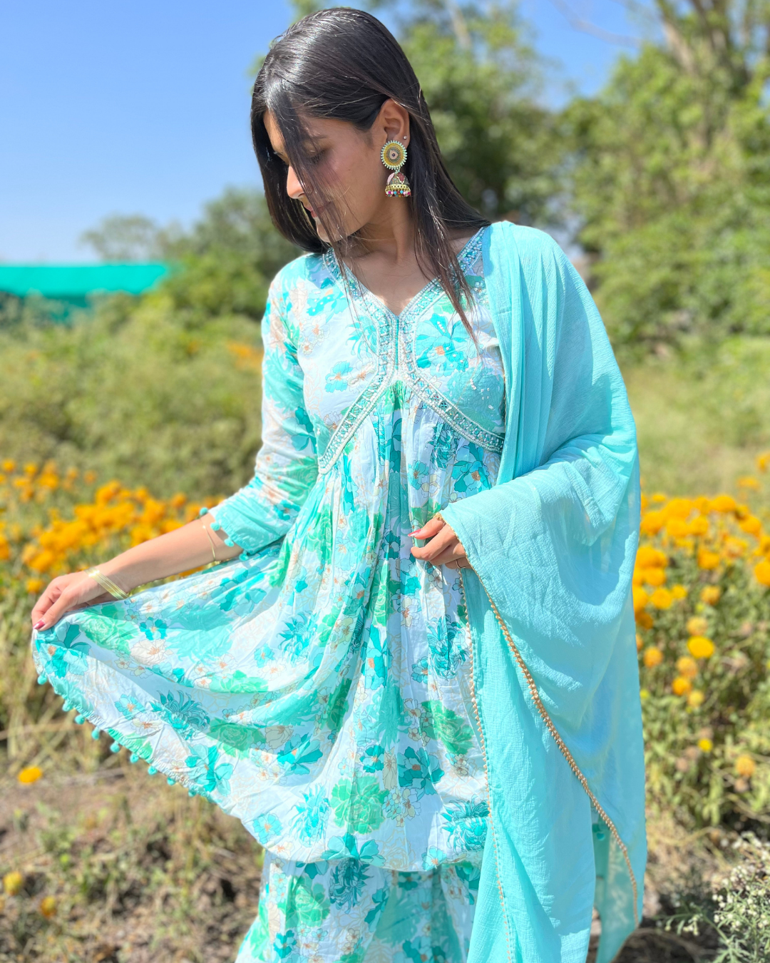 Image of Mull Cotton Sharara Set - 3 piece