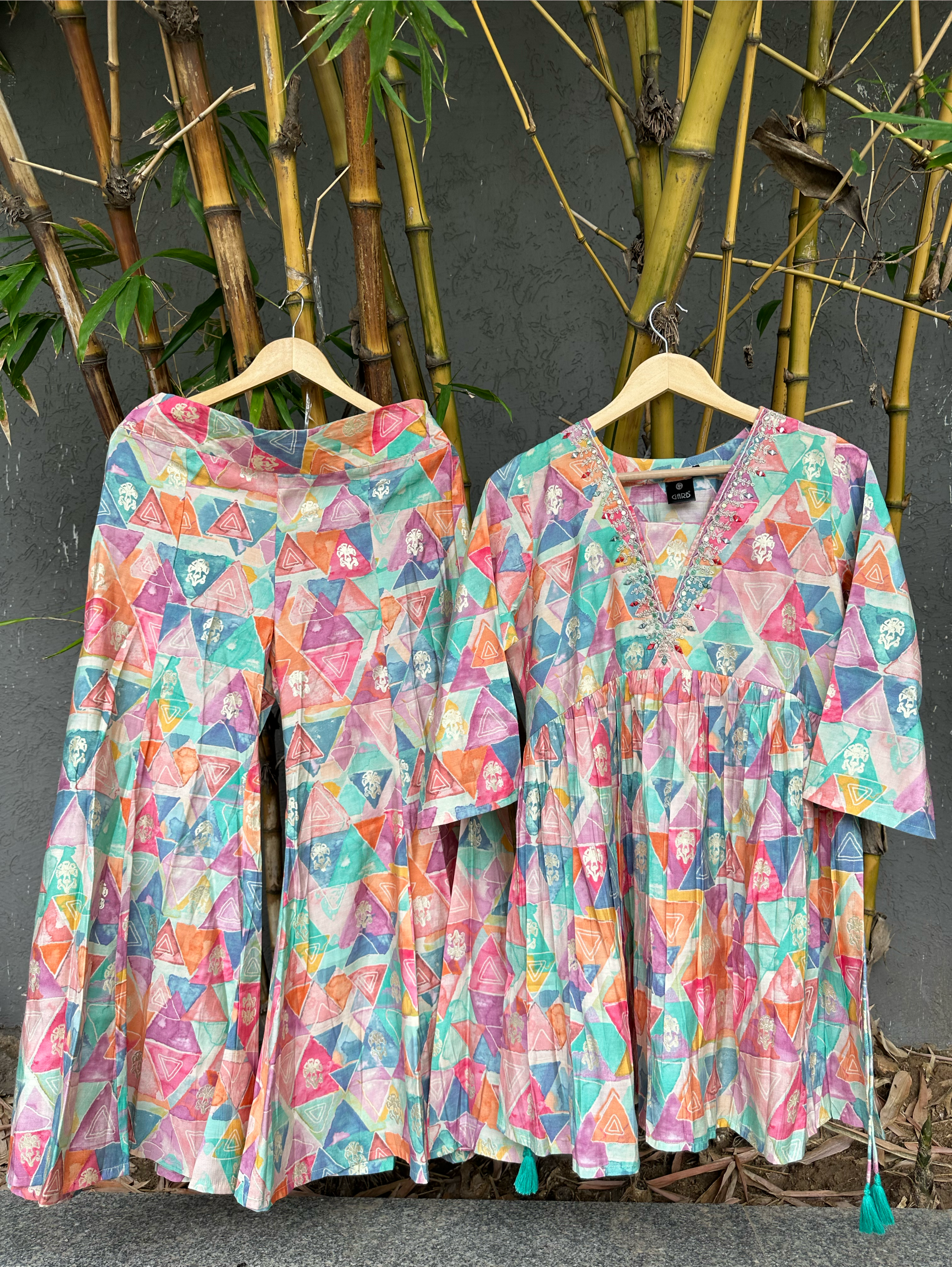 Image of Bell Bottom Alia Cut Embroidery Coords