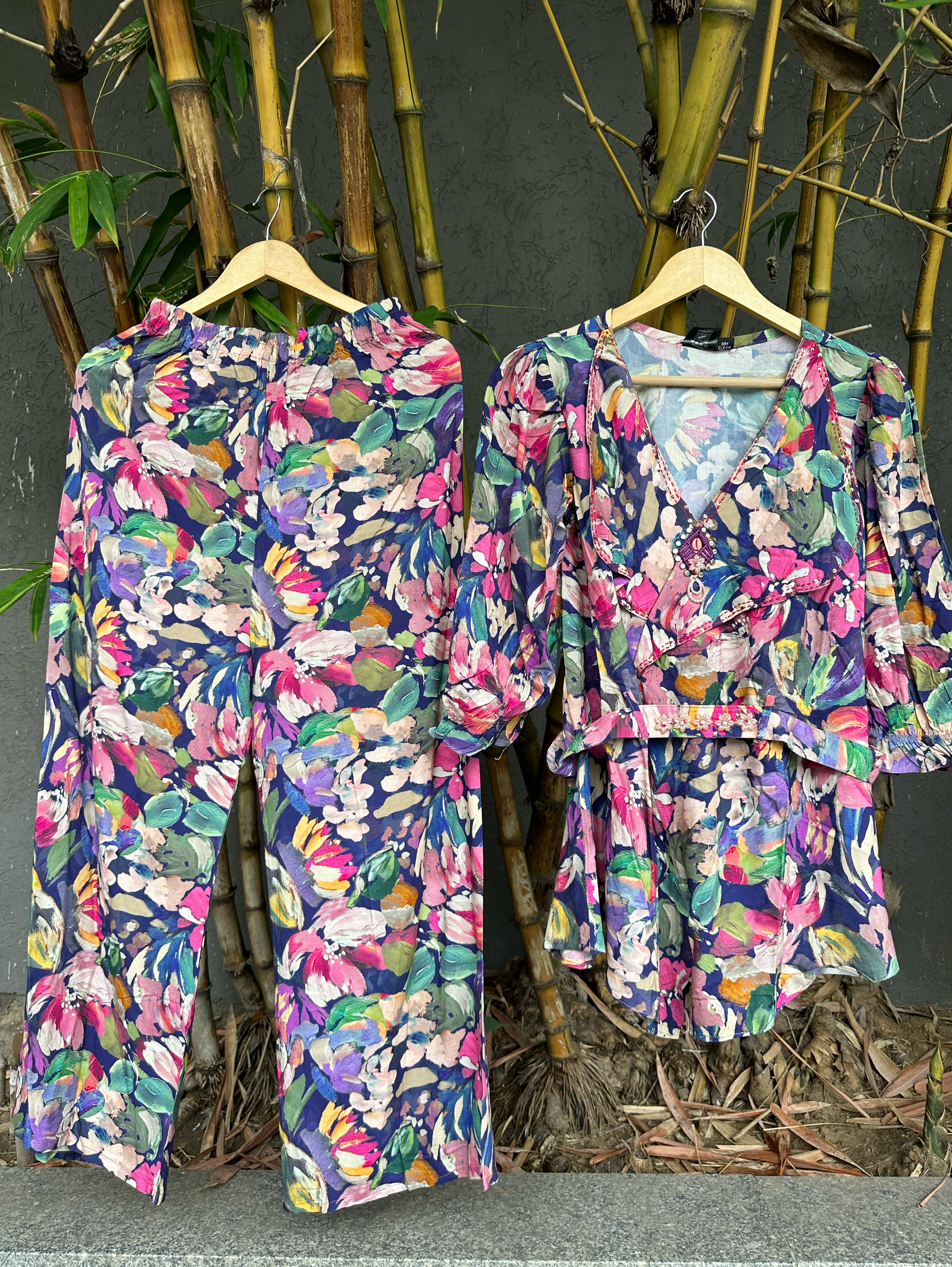 Image of Rayon Print with Hand work Coords