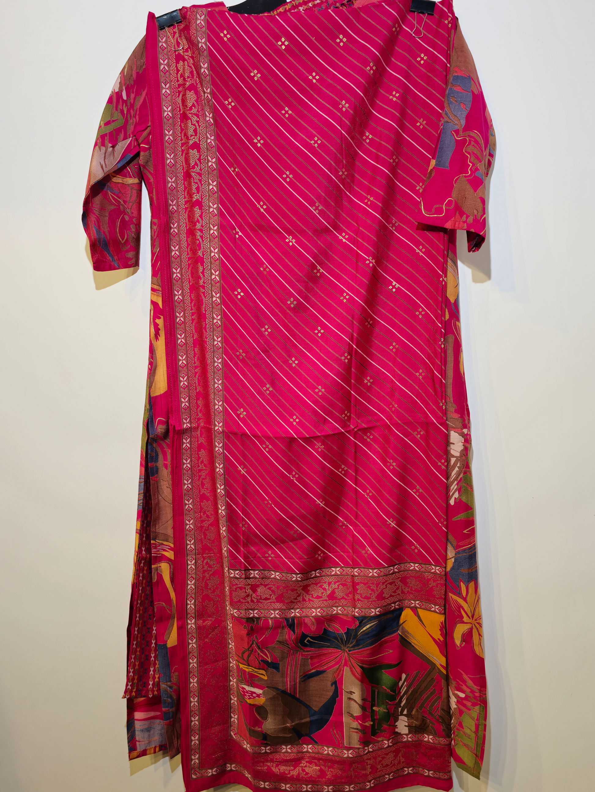 Pure Muslin Straight Kurti Set - 3 Piece