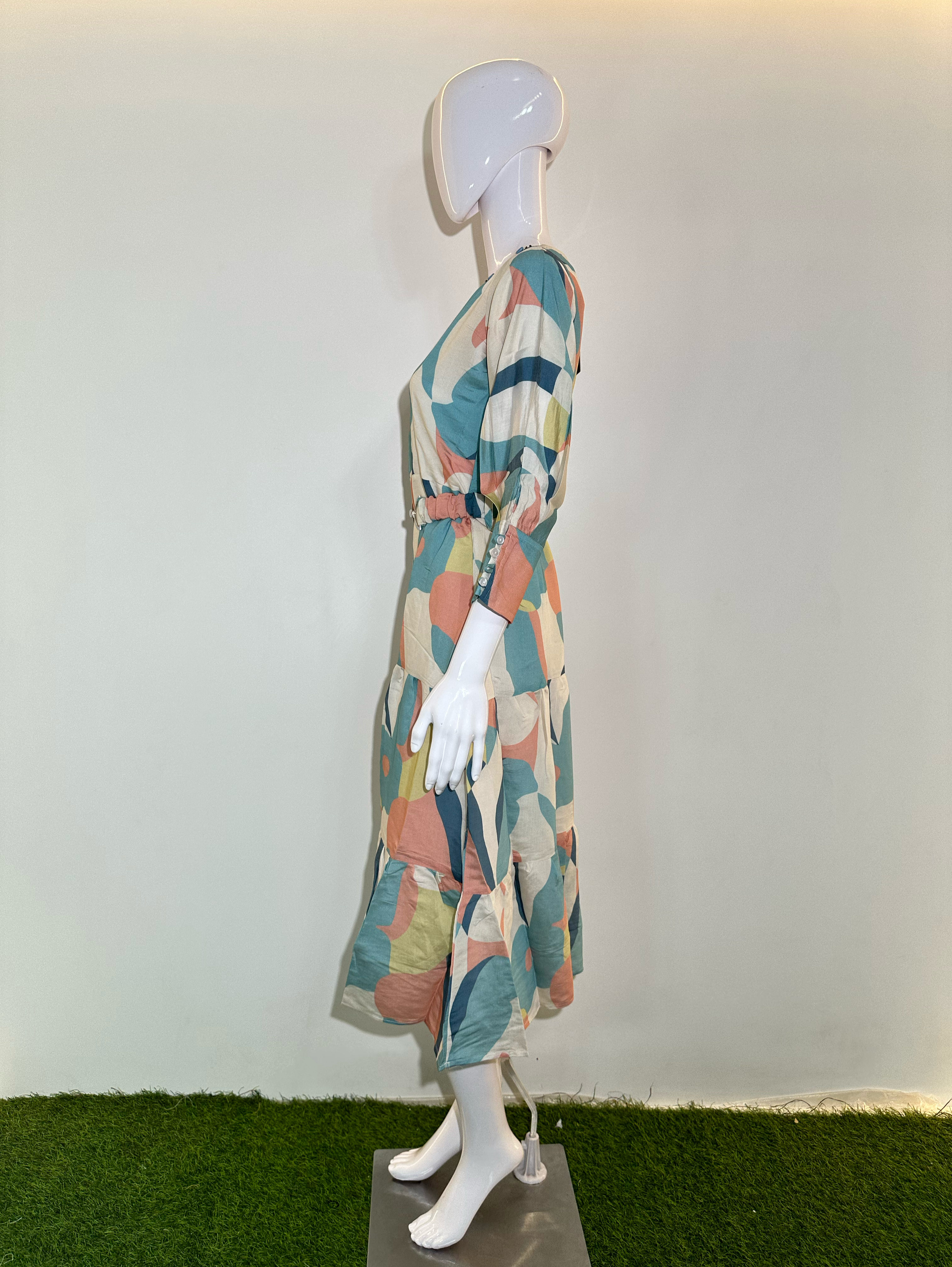 Muslin Dress with Belt - 1 Piece